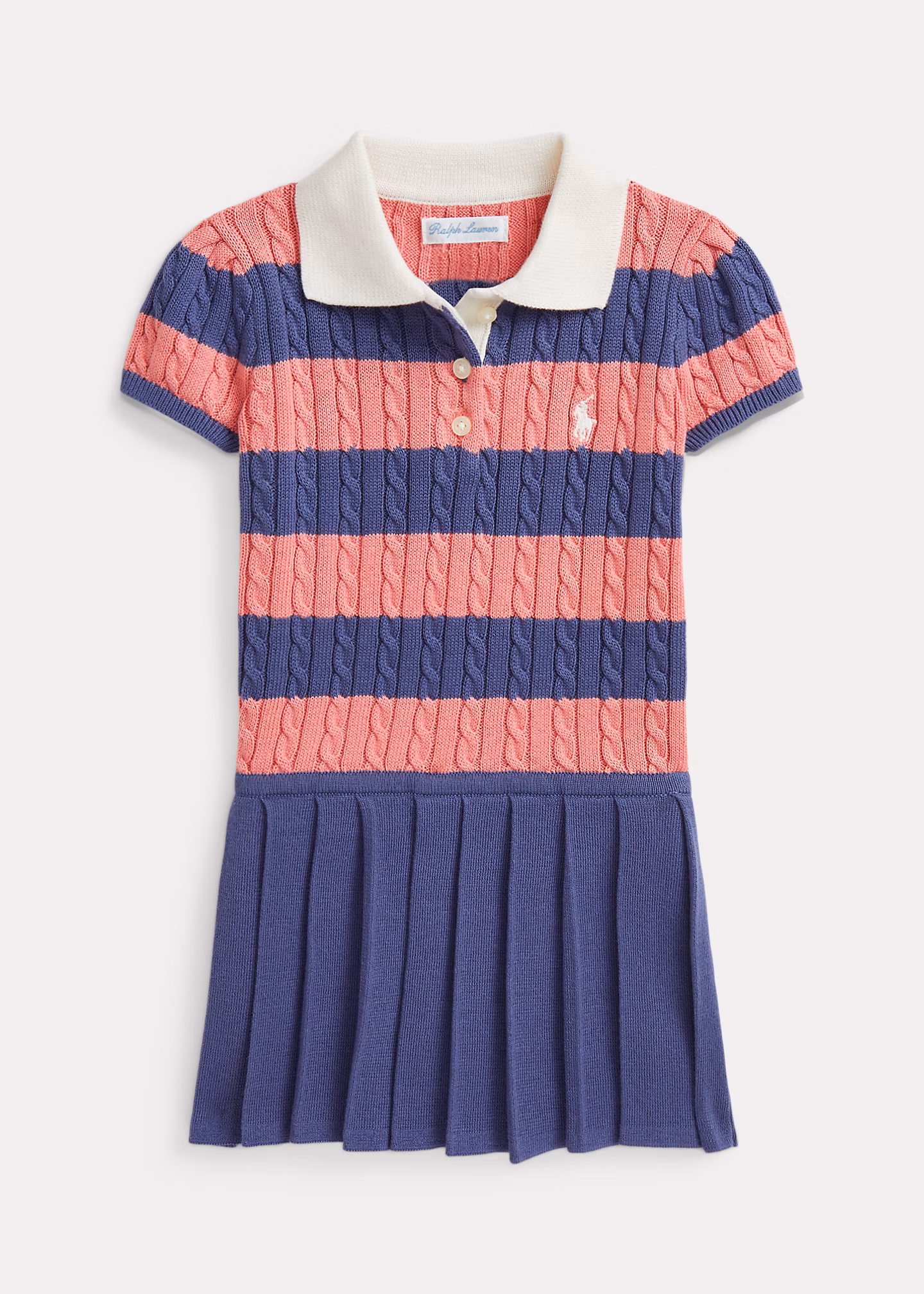 Gestreiftes Pulloverkleid mit Zopfmuster - RALPH LAUREN OUTLET