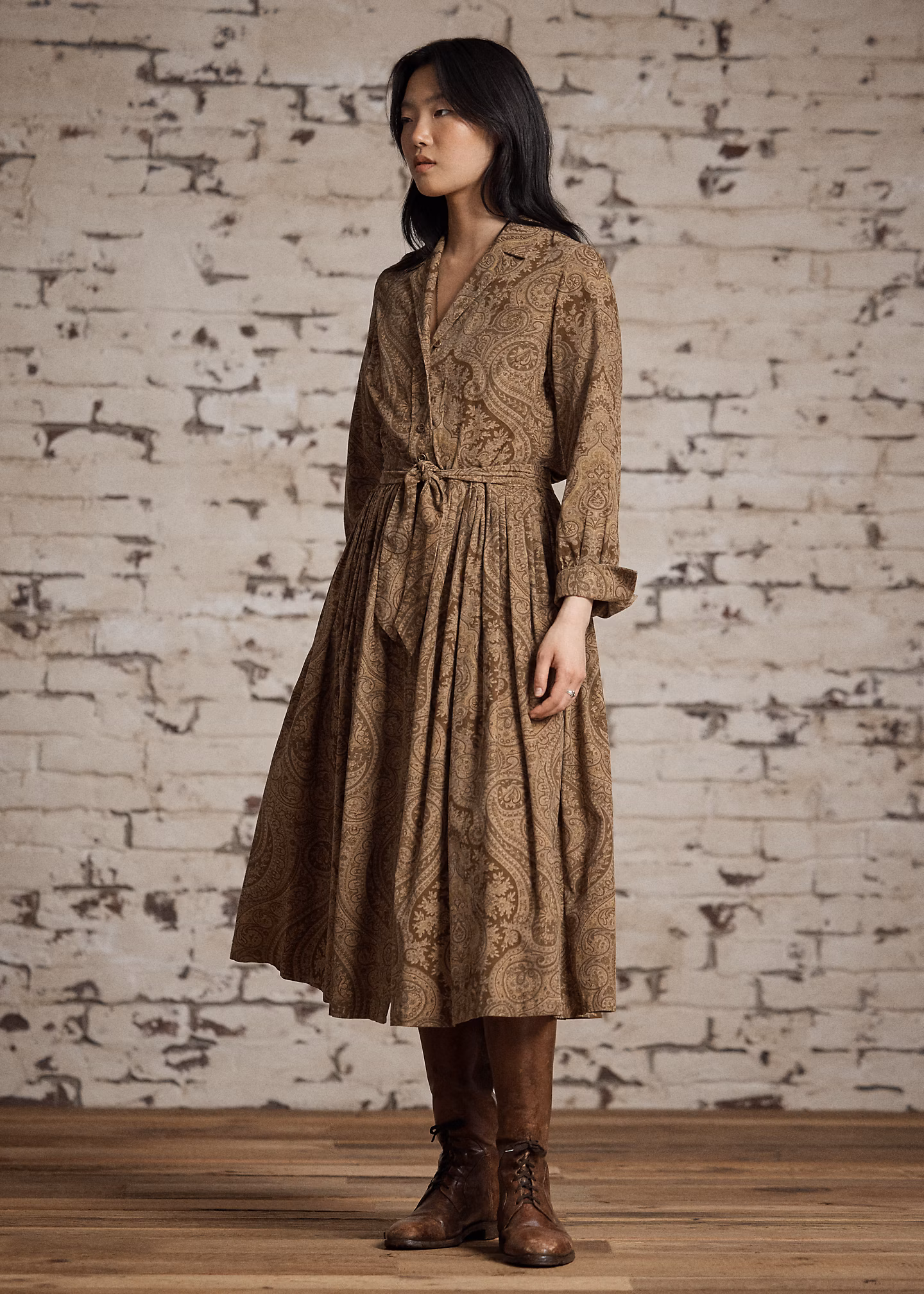 Kordkleid mit Paisley-Druck und Gürtel - RALPH LAUREN OUTLET