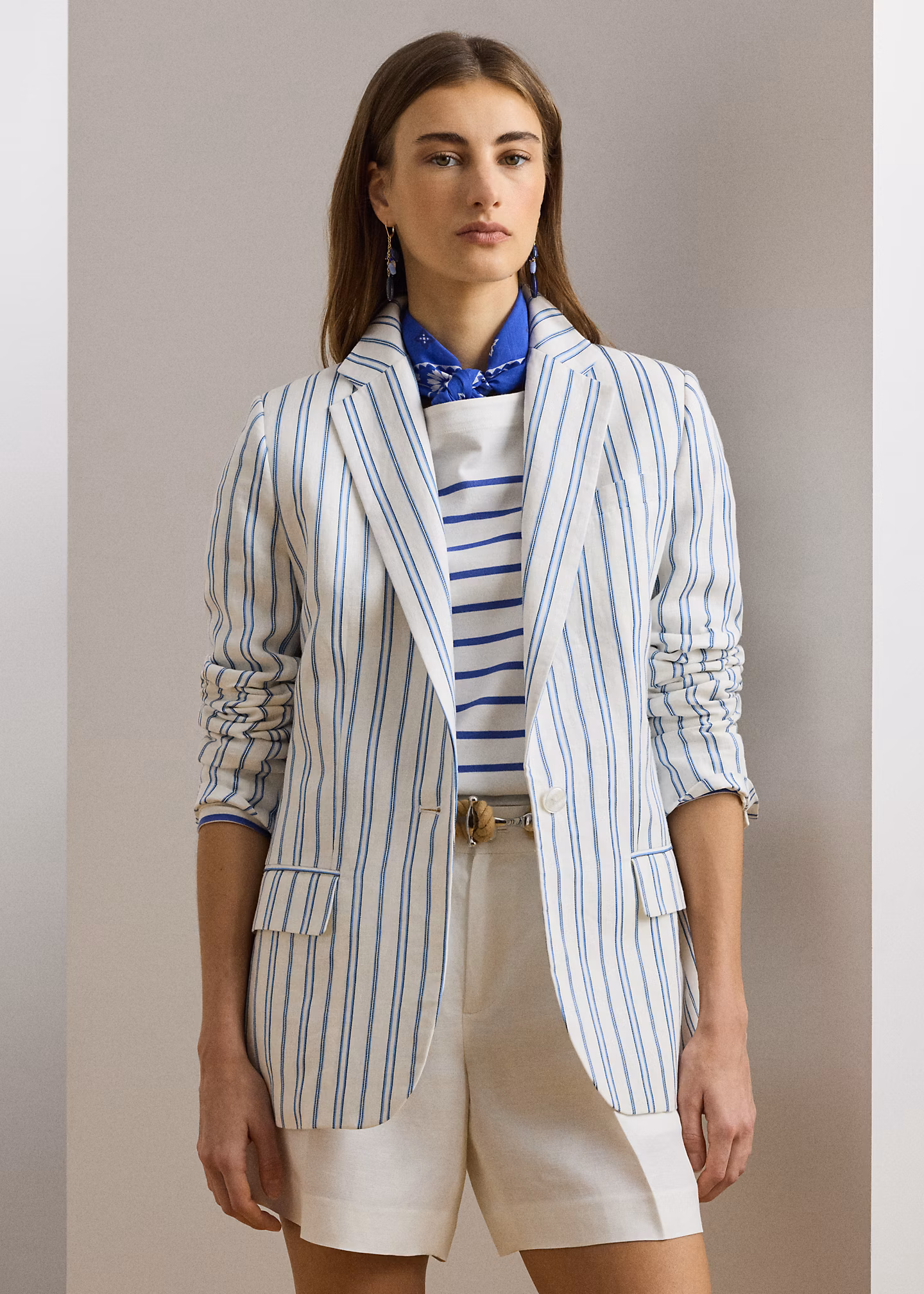 Gestreifter Blazer aus Leinenmischung - RALPH LAUREN OUTLET