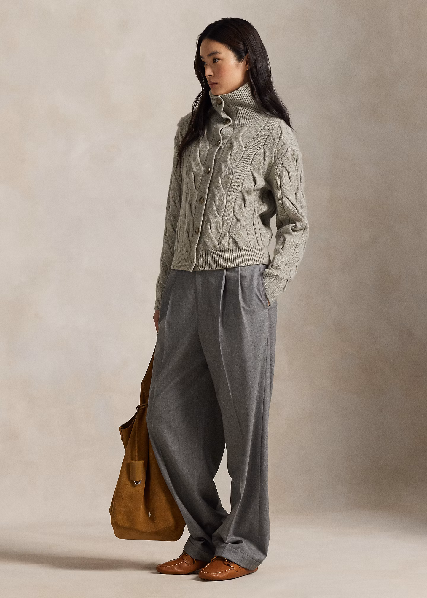 Zopfmuster-Strickjacke mit Tunnelkragen - RALPH LAUREN OUTLET