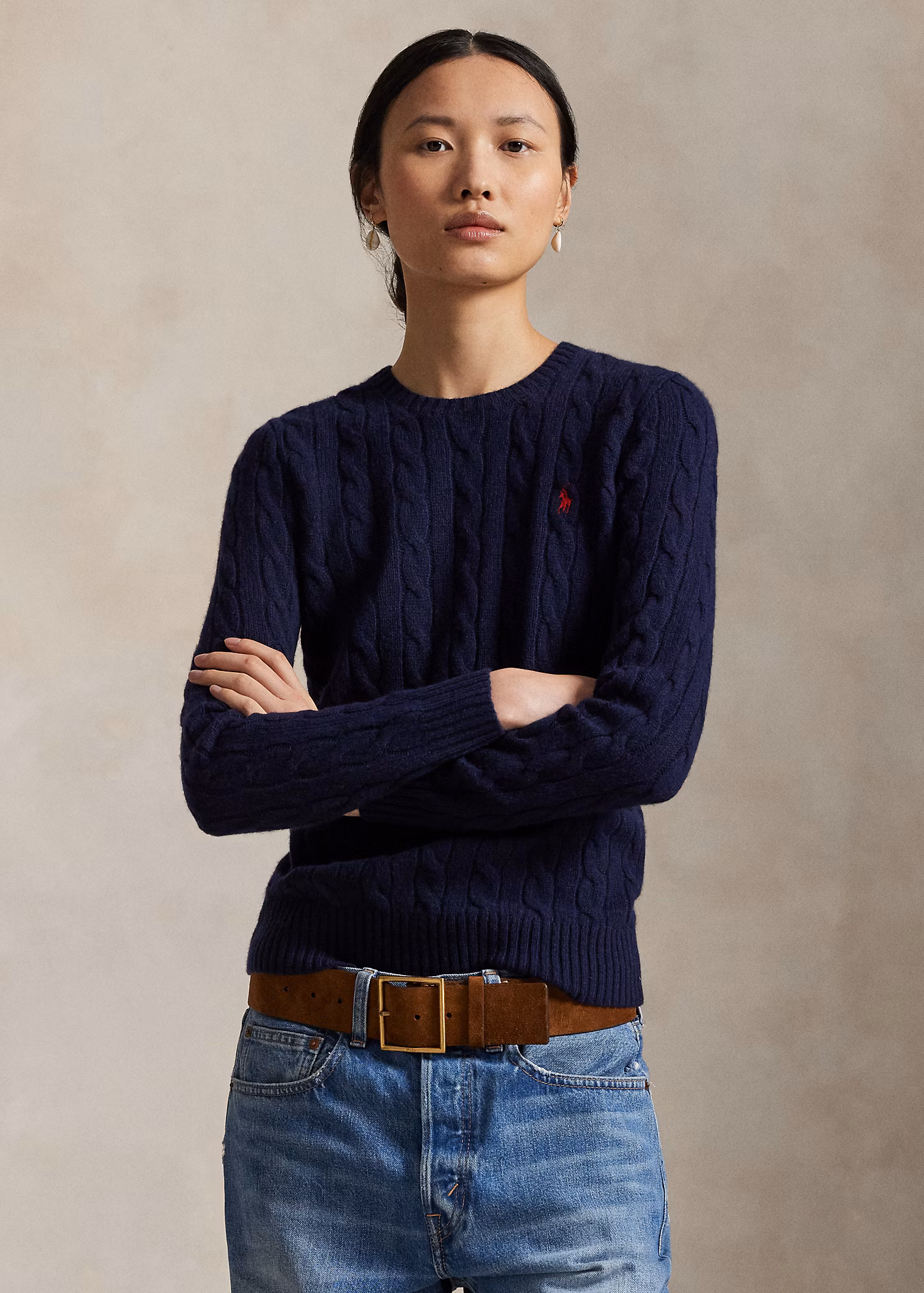 Woll-Kaschmir-Pullover mit Zopfmuster - RALPH LAUREN OUTLET