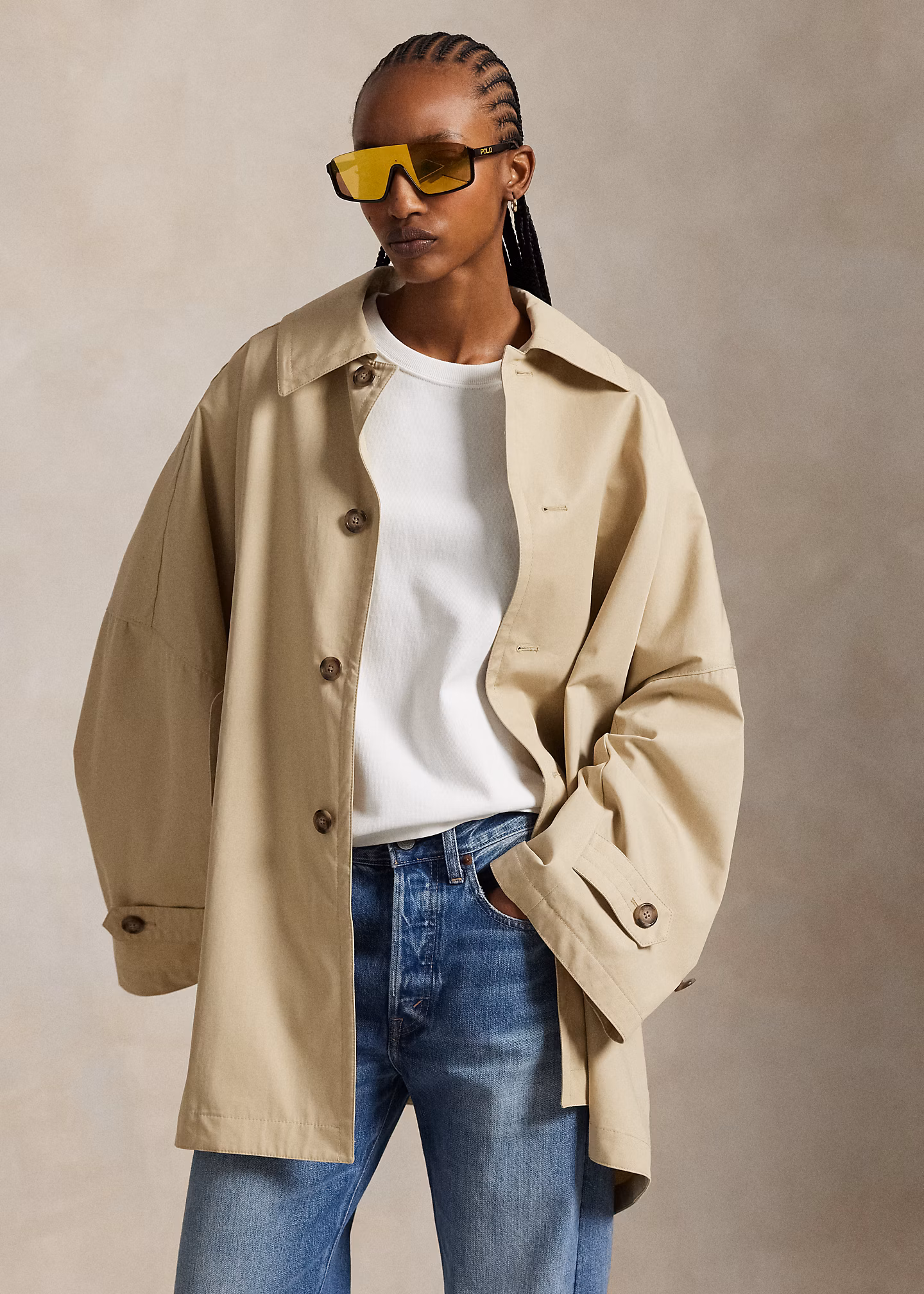 Übergroße 3/4-Jacke aus Baumwolltwill - RALPH LAUREN OUTLET