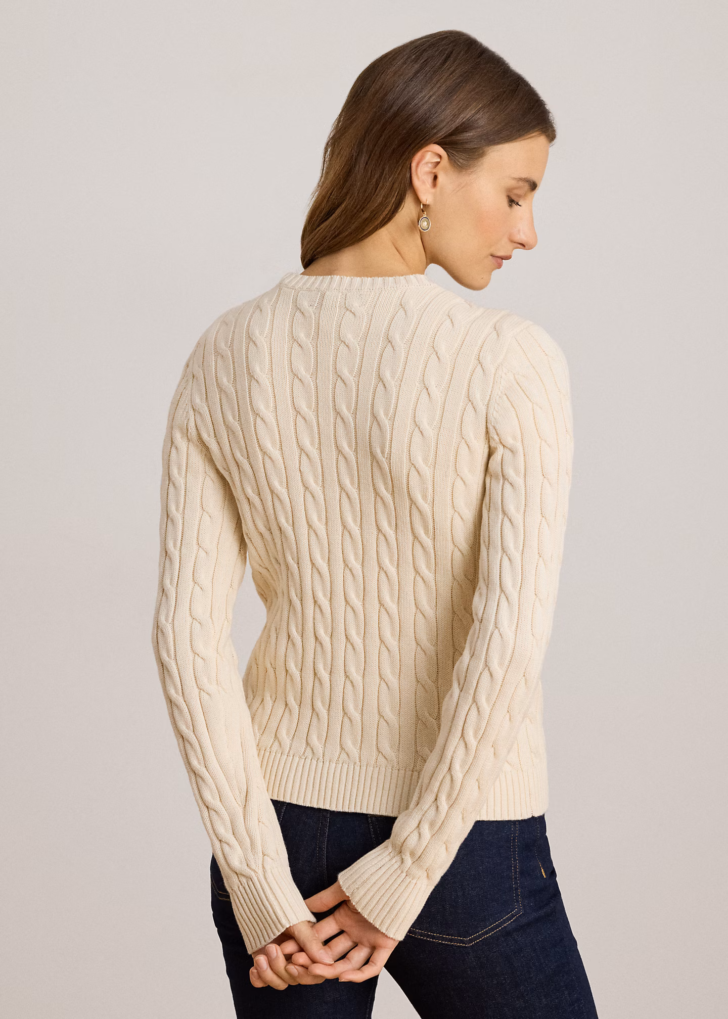 Baumwollstrickjacke mit Zopfmuster - RALPH LAUREN OUTLET