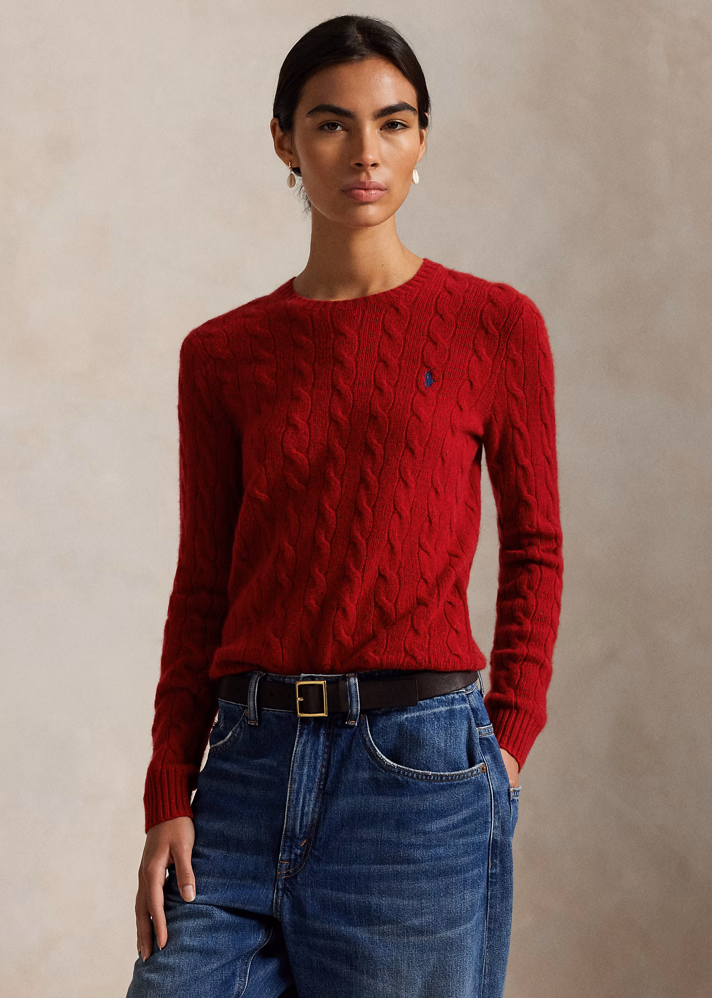 Woll-Kaschmir-Pullover mit Zopfmuster - RALPH LAUREN OUTLET