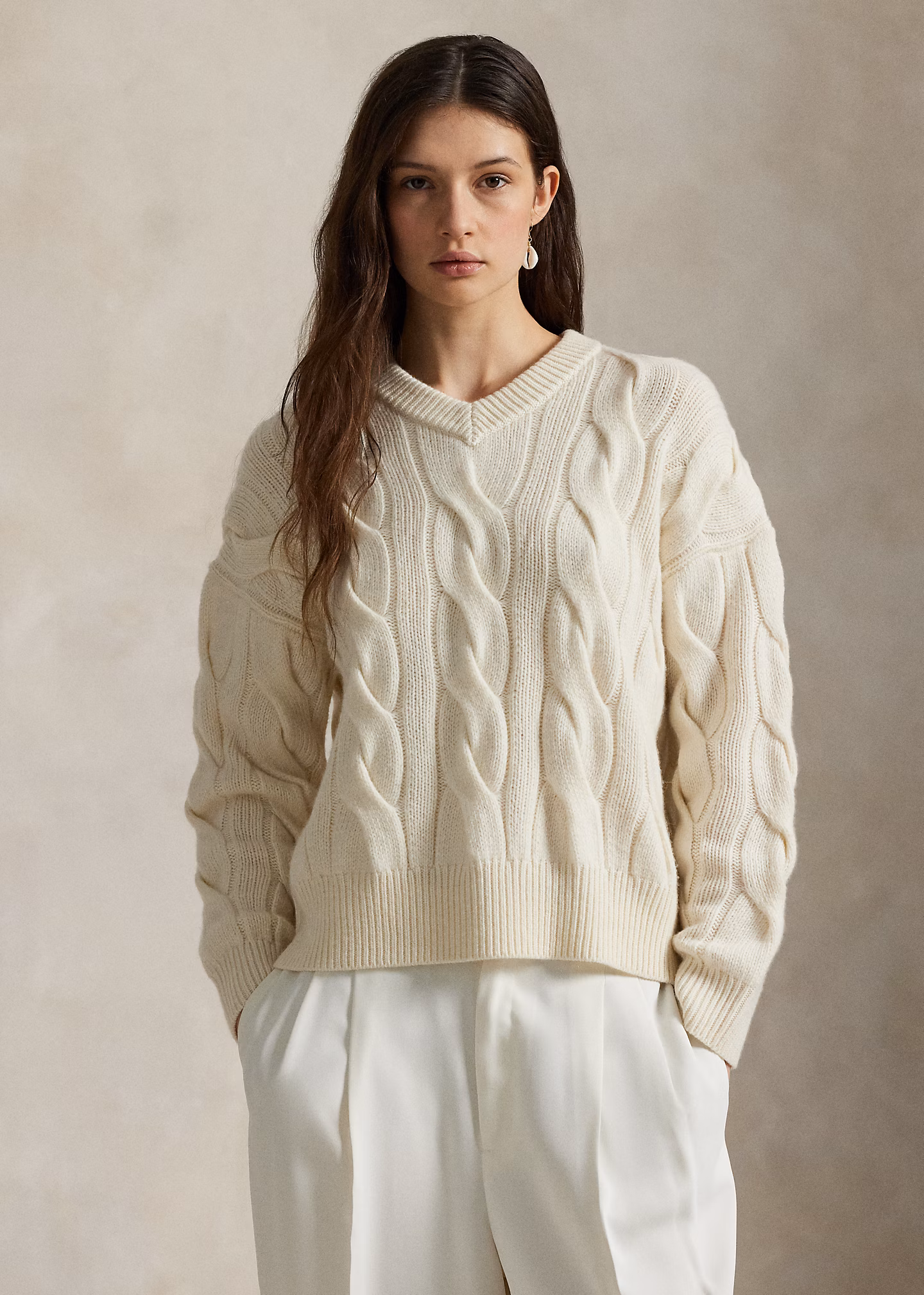 Woll-Kaschmir-Pullover mit Zopfmuster - RALPH LAUREN OUTLET