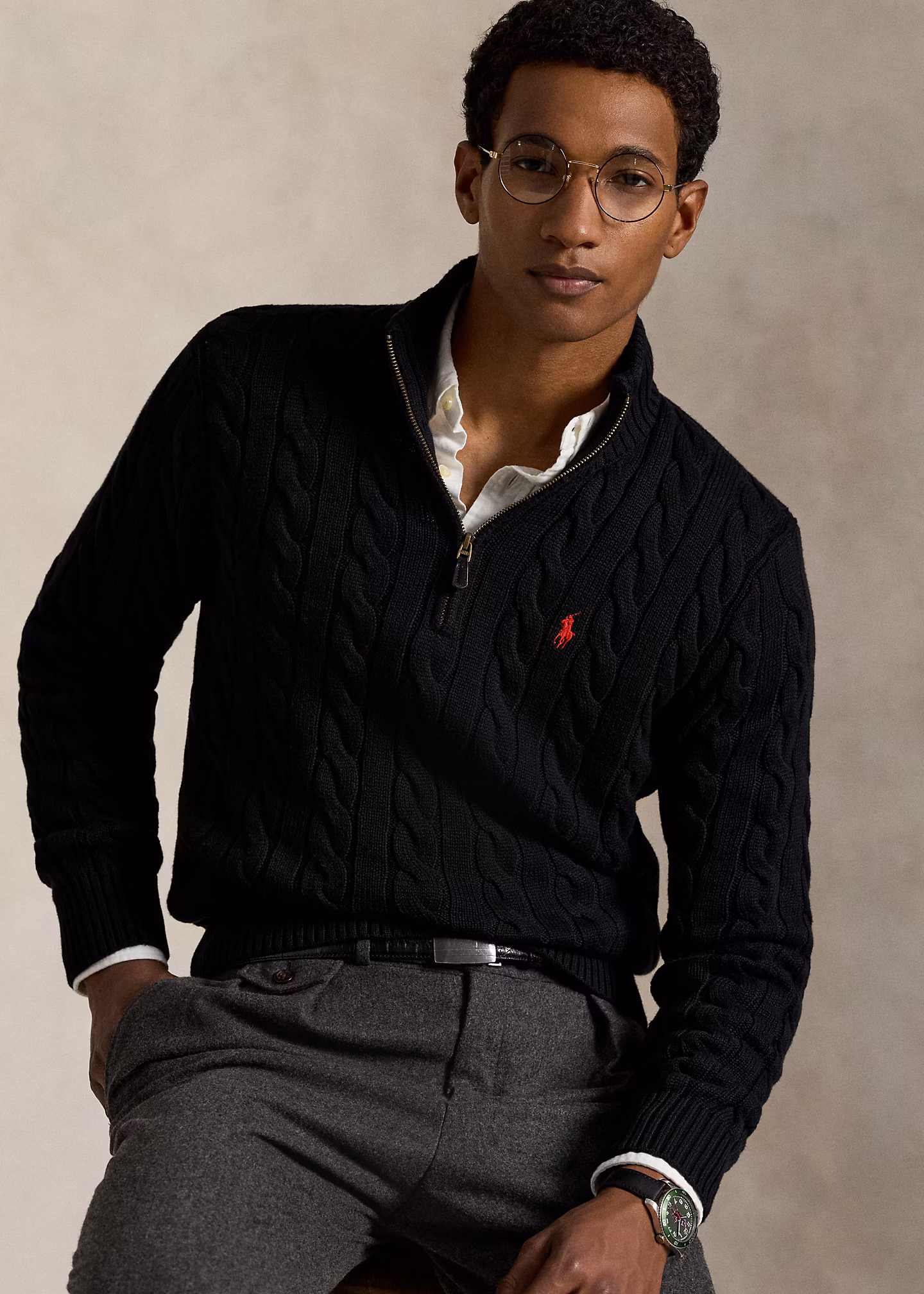 Baumwollpullover mit Zopfmuster - RALPH LAUREN OUTLET