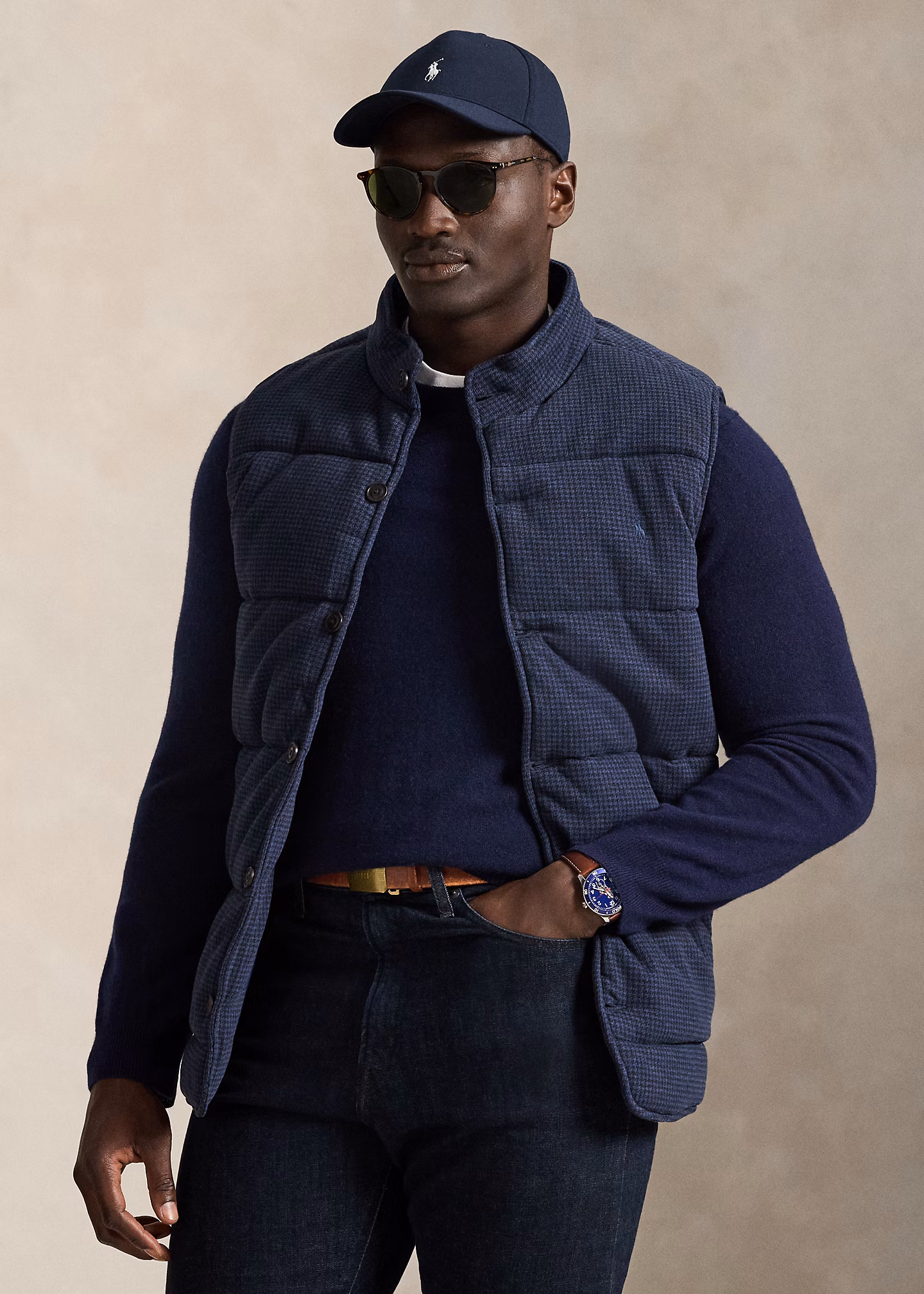 Gerippte Weste mit Hahnentrittmuster - RALPH LAUREN OUTLET