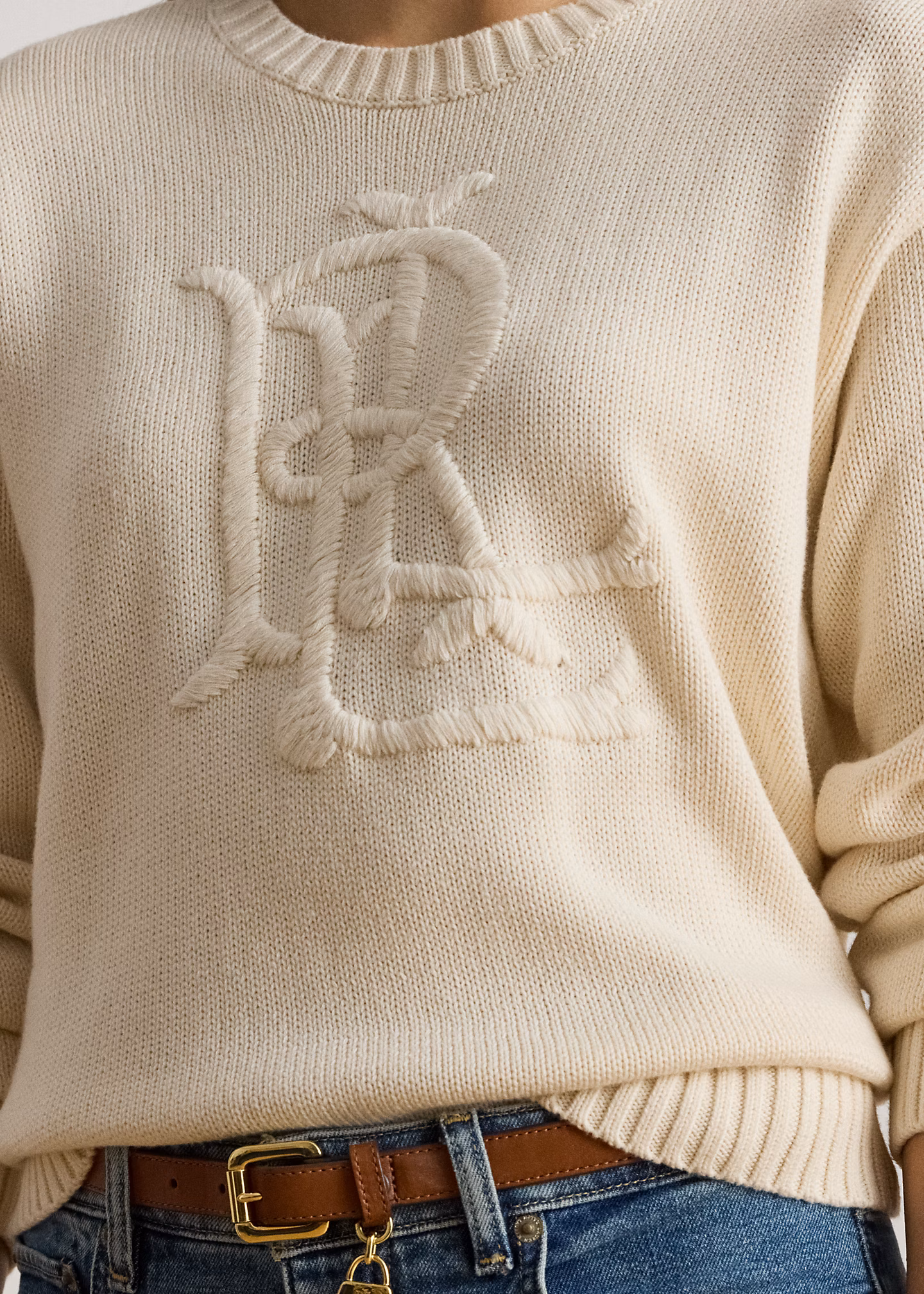 Baumwollpullover mit gesticktem Logo - RALPH LAUREN OUTLET