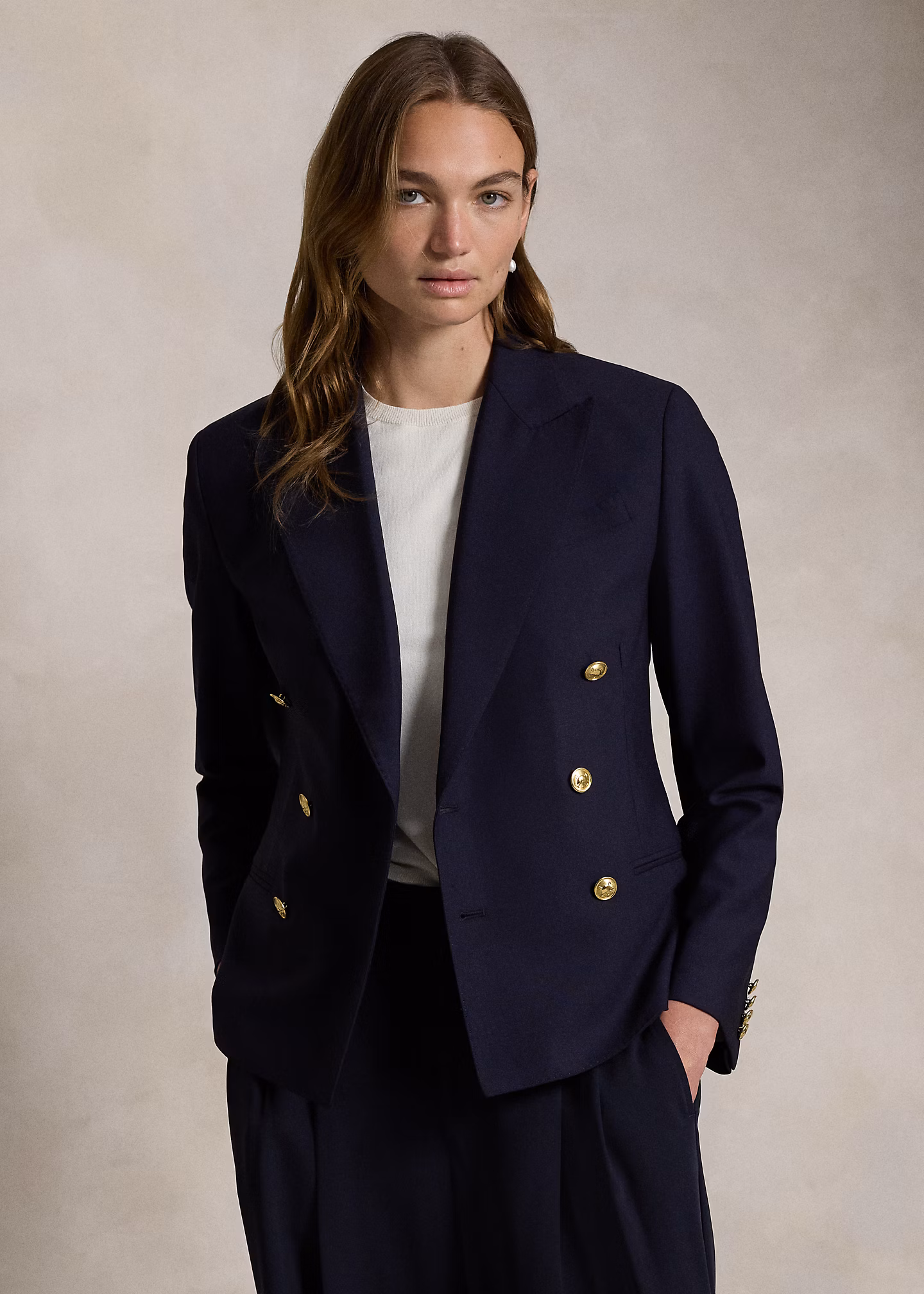 Zweireihiger kurzer Stretchwollblazer - RALPH LAUREN OUTLET