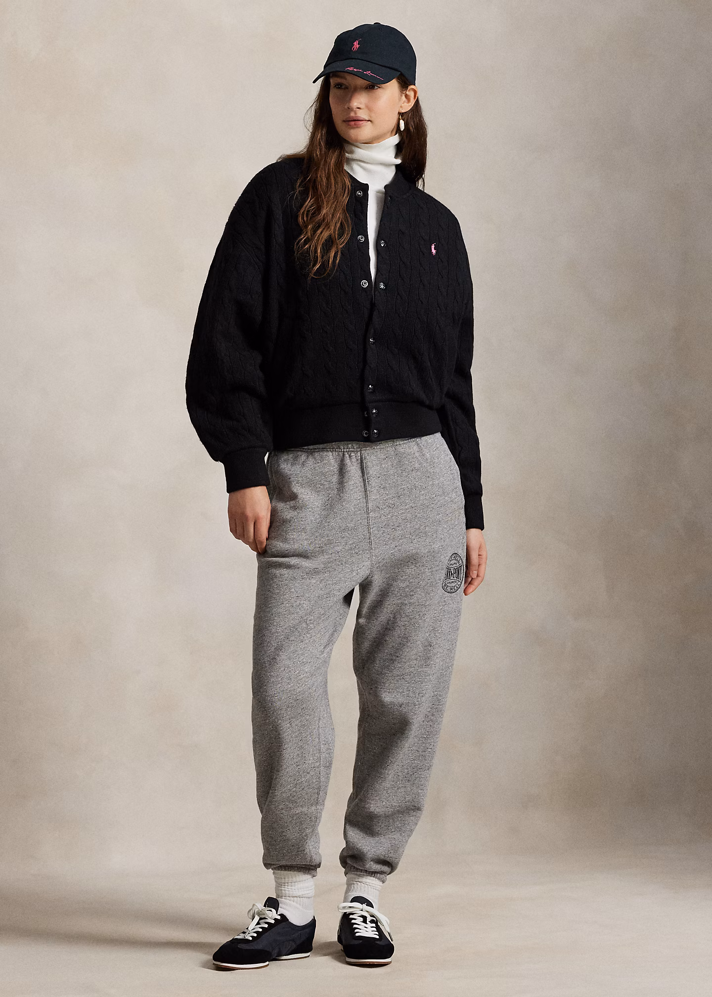 Zopfmuster-Baseballjacke mit Pink Pony - RALPH LAUREN OUTLET