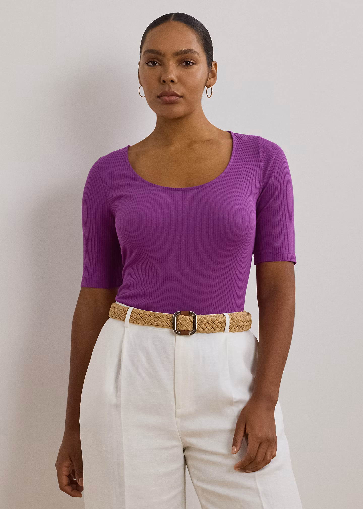 Geripptes T-Shirt aus Baumwollmischung - RALPH LAUREN OUTLET