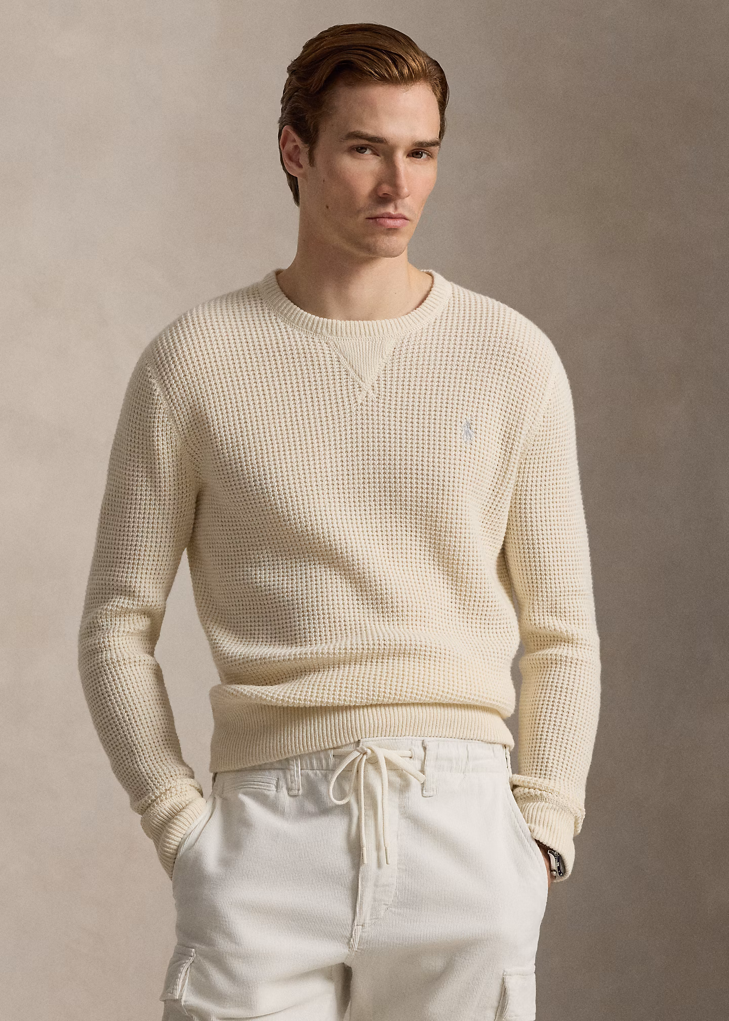 Woll-Baumwollpullover aus Waffelpiqué - RALPH LAUREN OUTLET