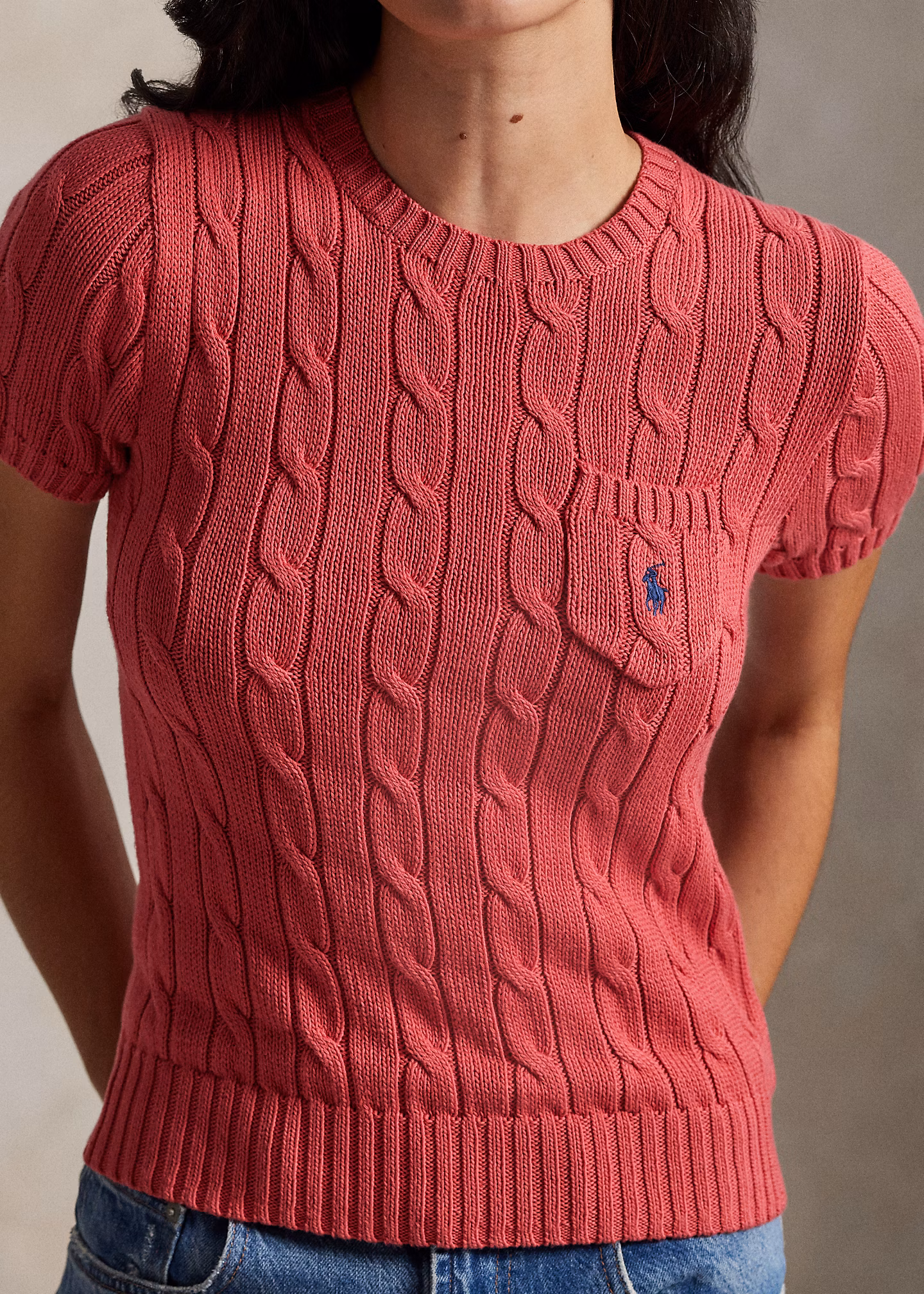 Kurzarmpullover mit Zopfmuster - RALPH LAUREN OUTLET