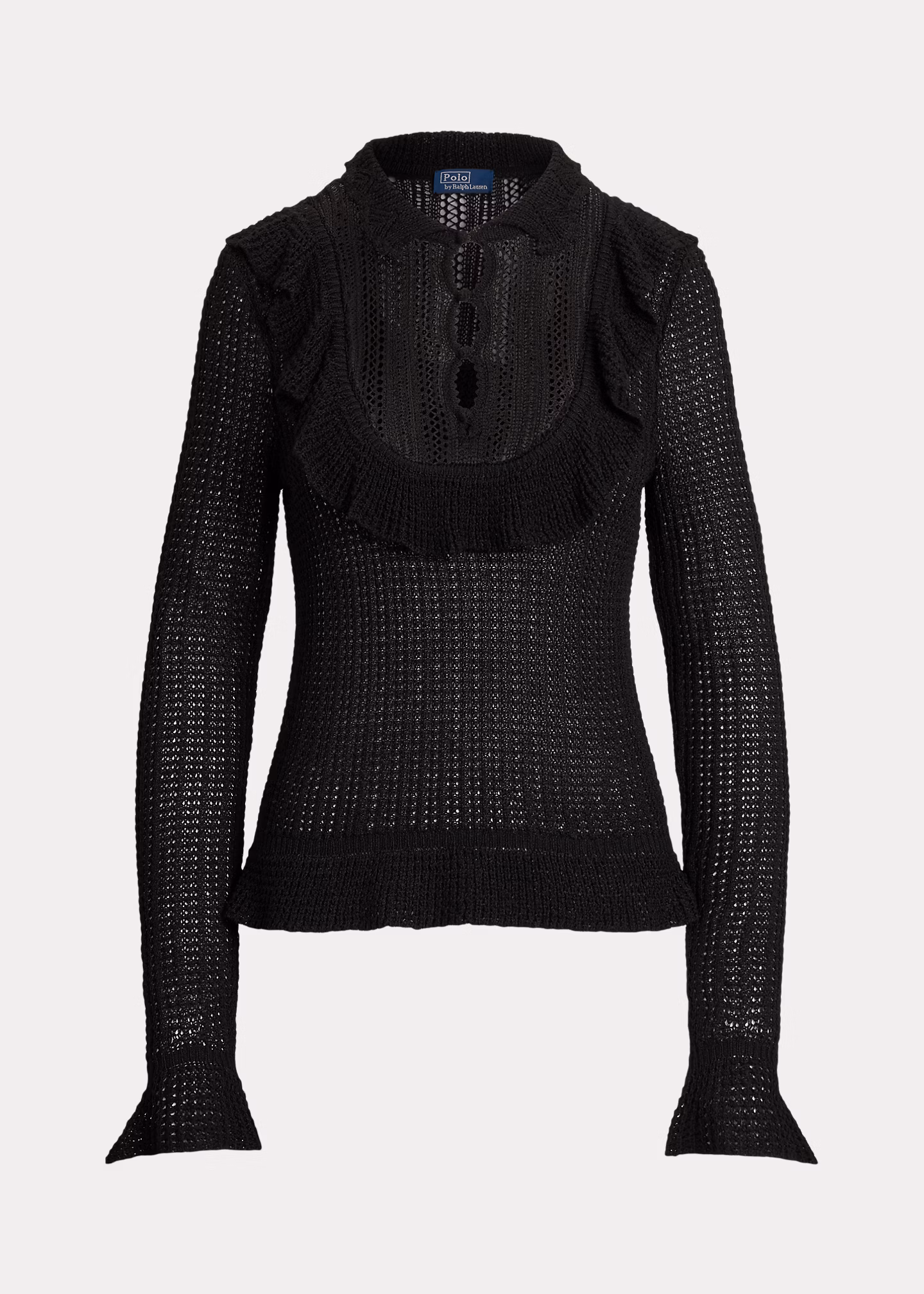 Crocheted Ruffle-Trim Sweater - RALPH LAUREN OUTLET