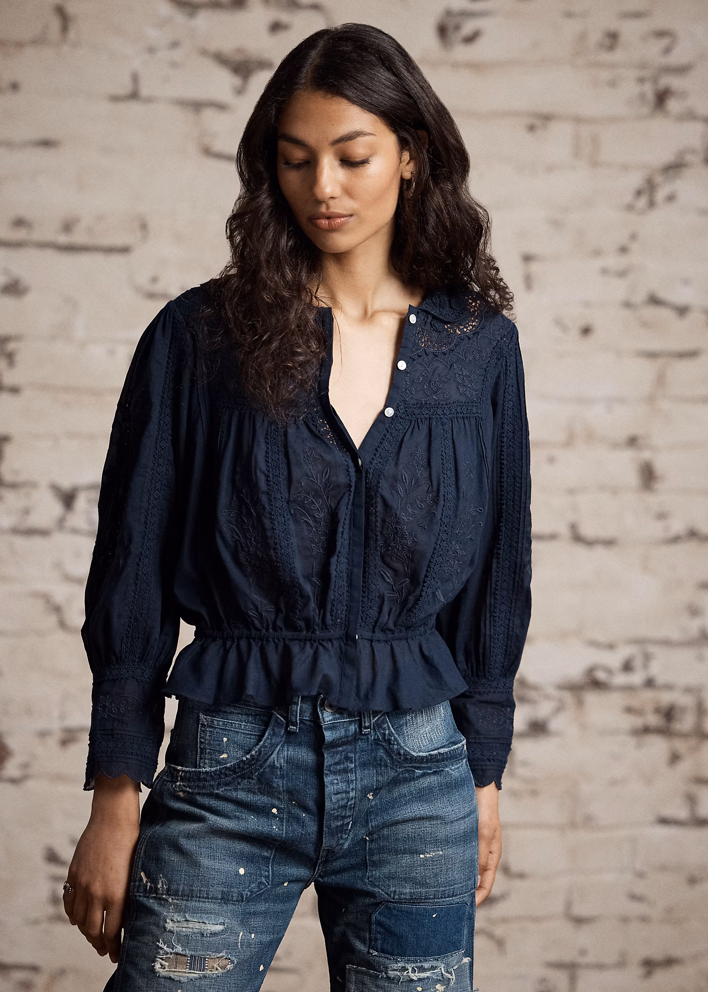 Bestickte Bluse aus Baumwollvoile - RALPH LAUREN OUTLET