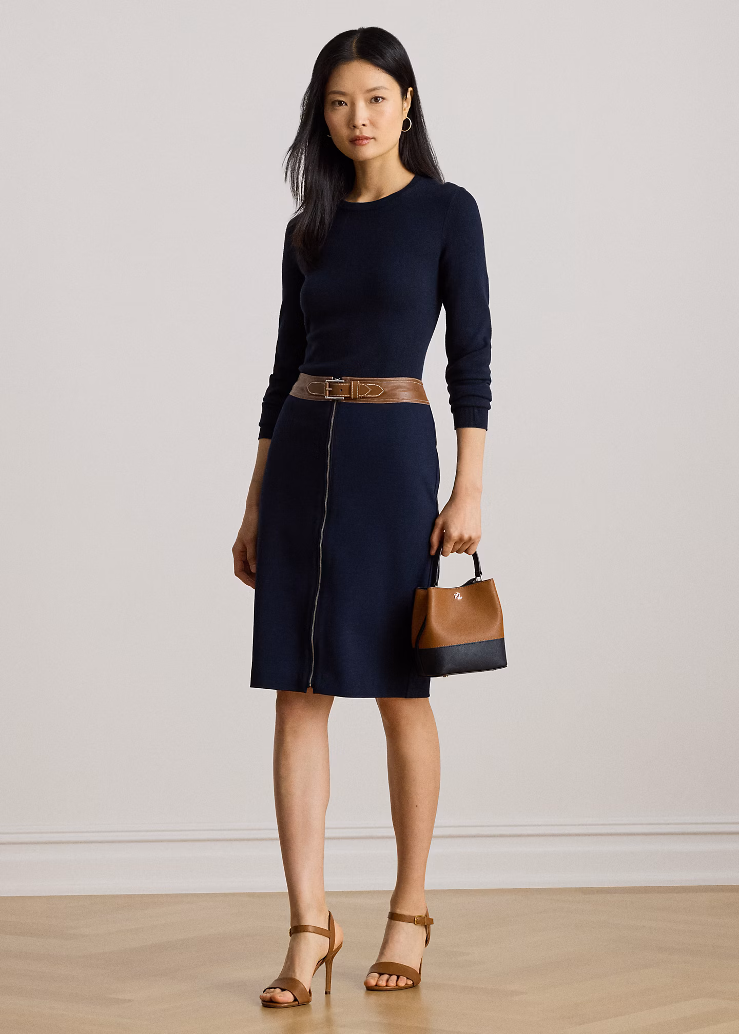 Ponté-Bleistiftrock mit Kunstlederbesatz - RALPH LAUREN OUTLET