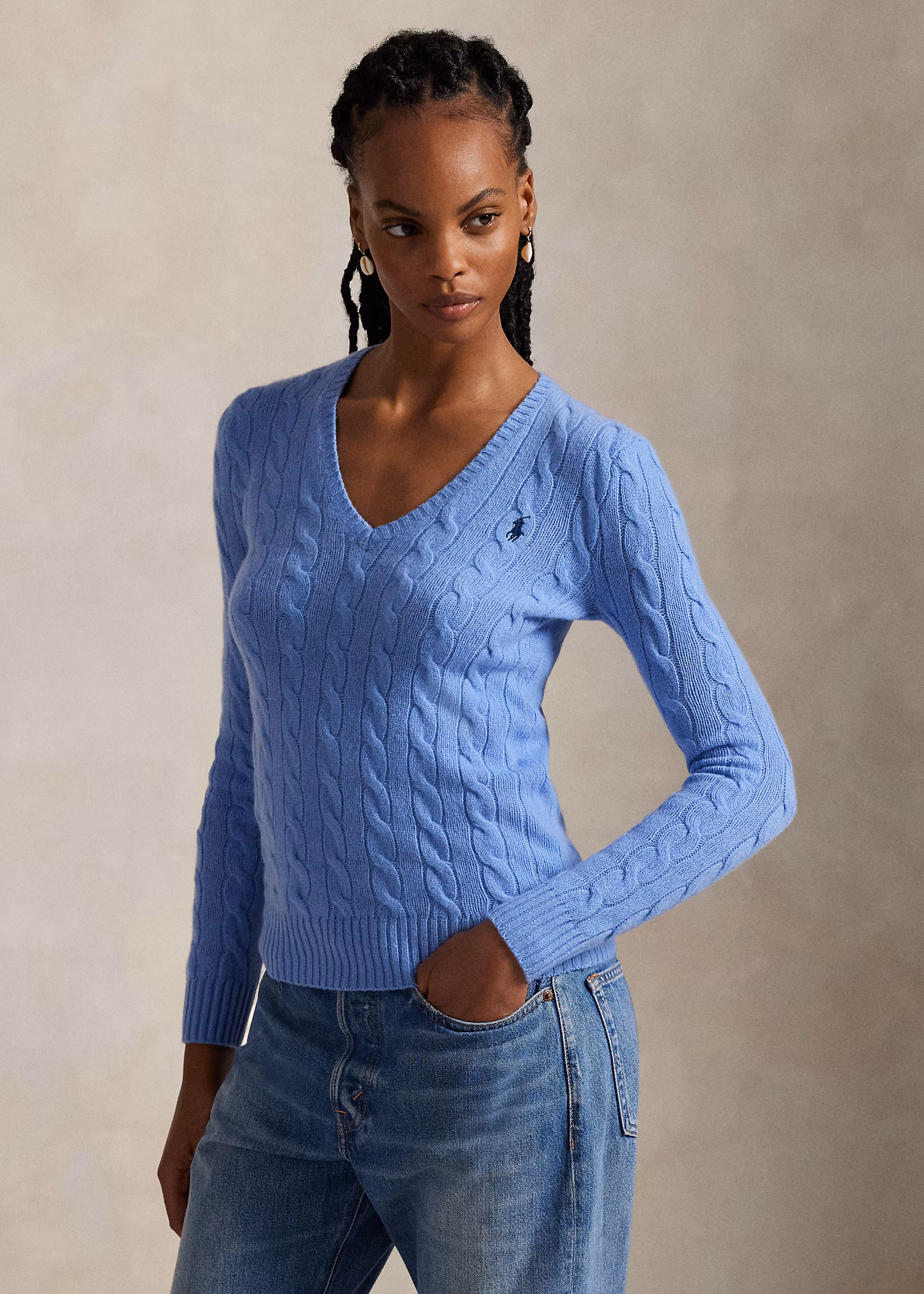 Woll-Kaschmir-Pullover mit Zopfmuster - RALPH LAUREN OUTLET