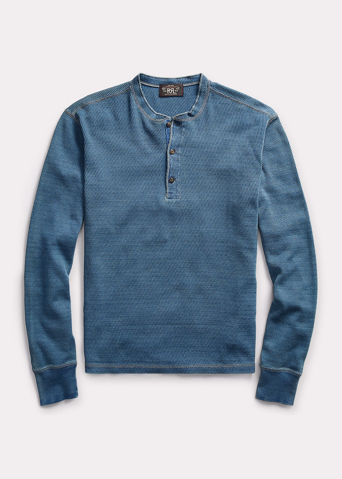 Indigoblaues Henley aus Jacquardstrick - RALPH LAUREN OUTLET