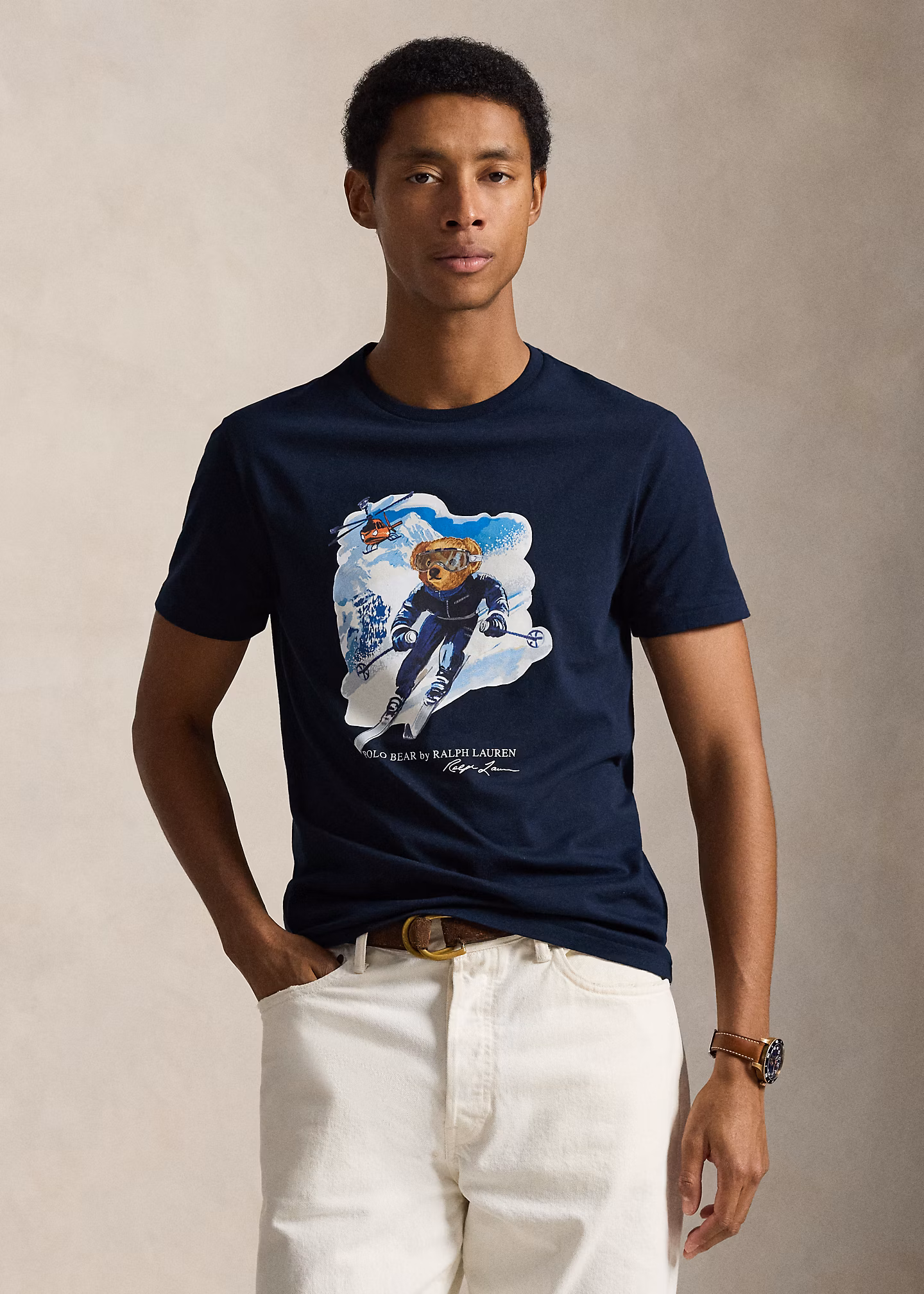 Custom-Slim-Fit T-Shirt mit Polo Bear - RALPH LAUREN OUTLET