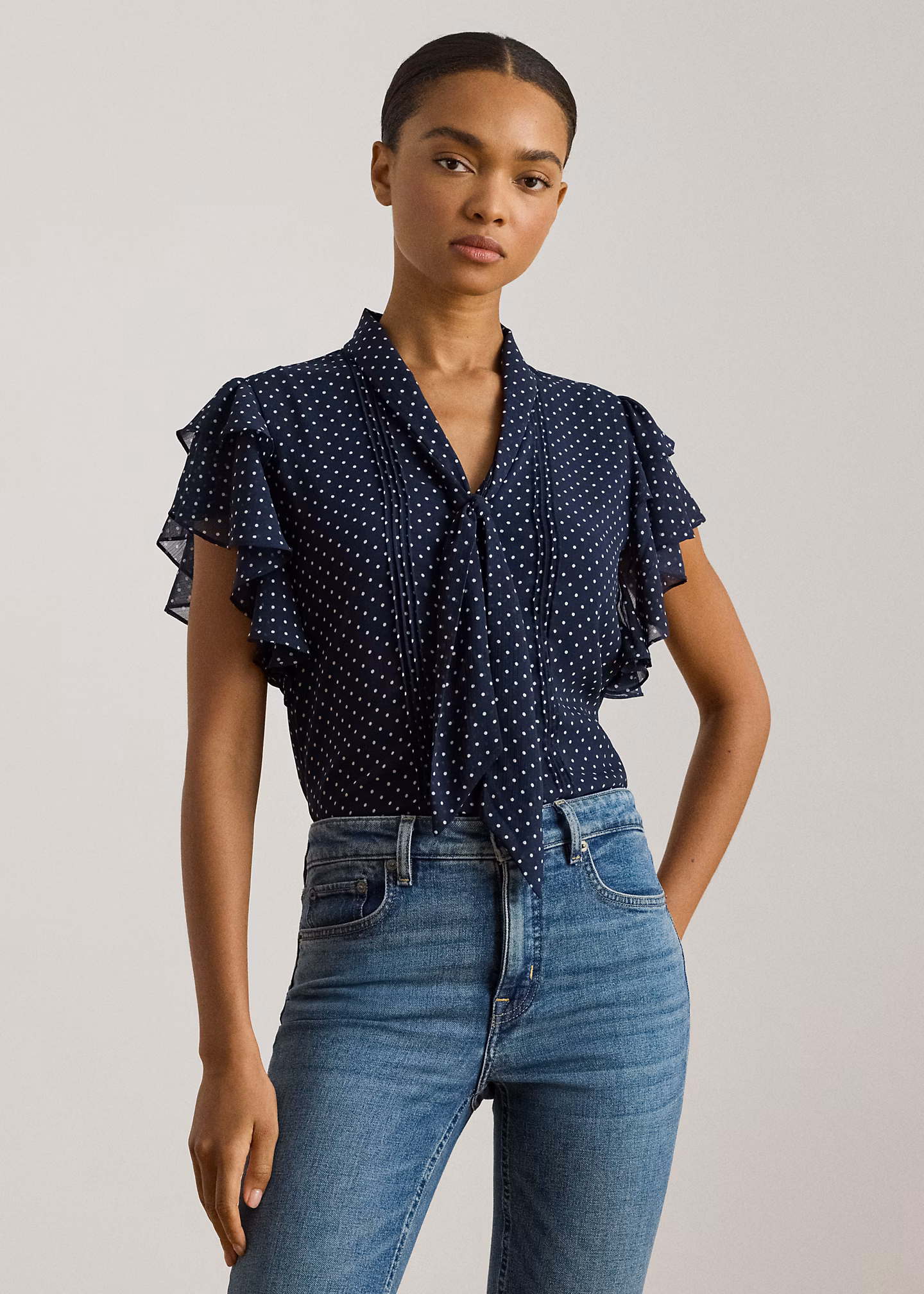 Georgette-Schluppenbluse mit Punkten - RALPH LAUREN OUTLET