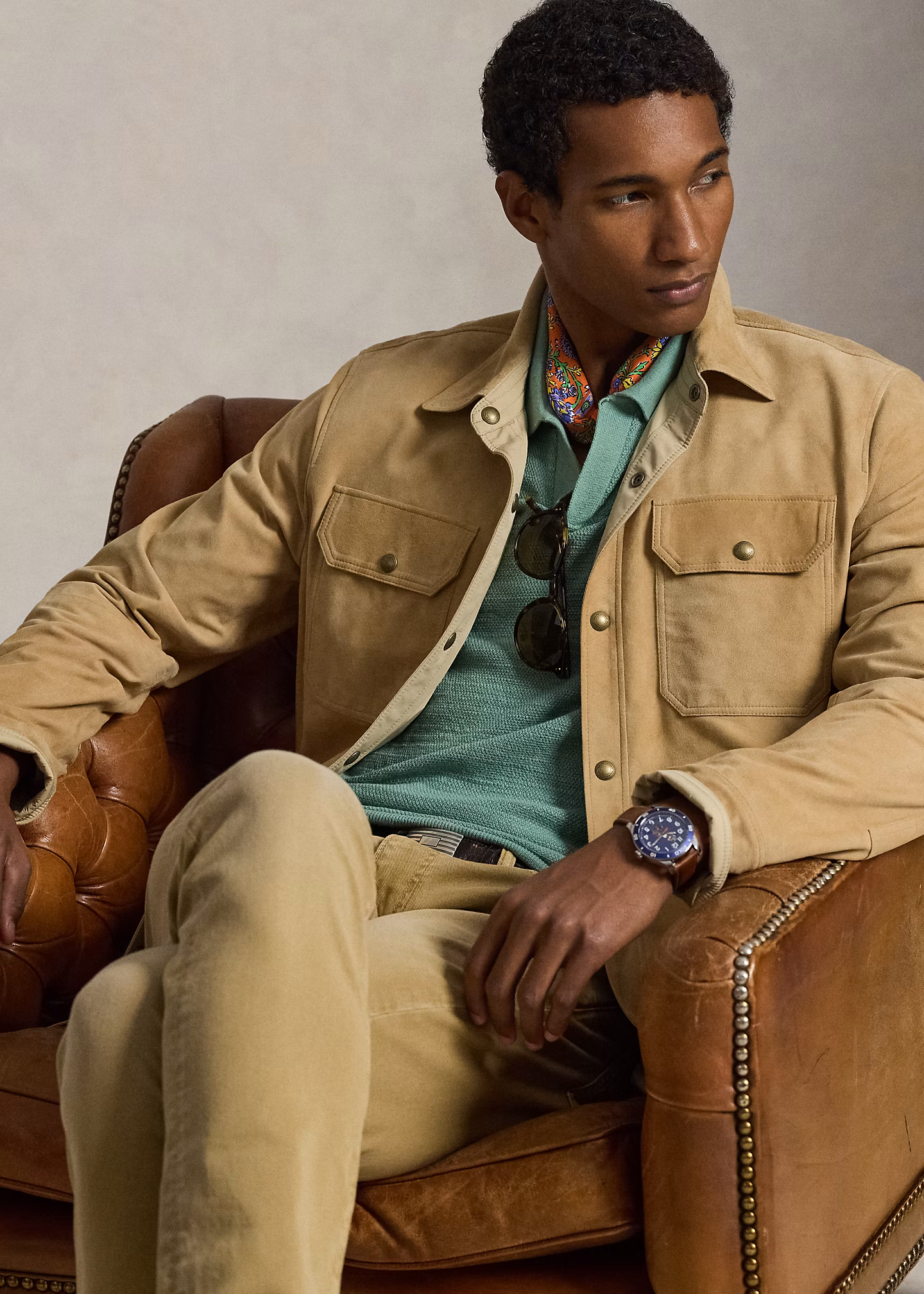 Wendbare Wildleder-Taft-Hemdjacke - RALPH LAUREN OUTLET