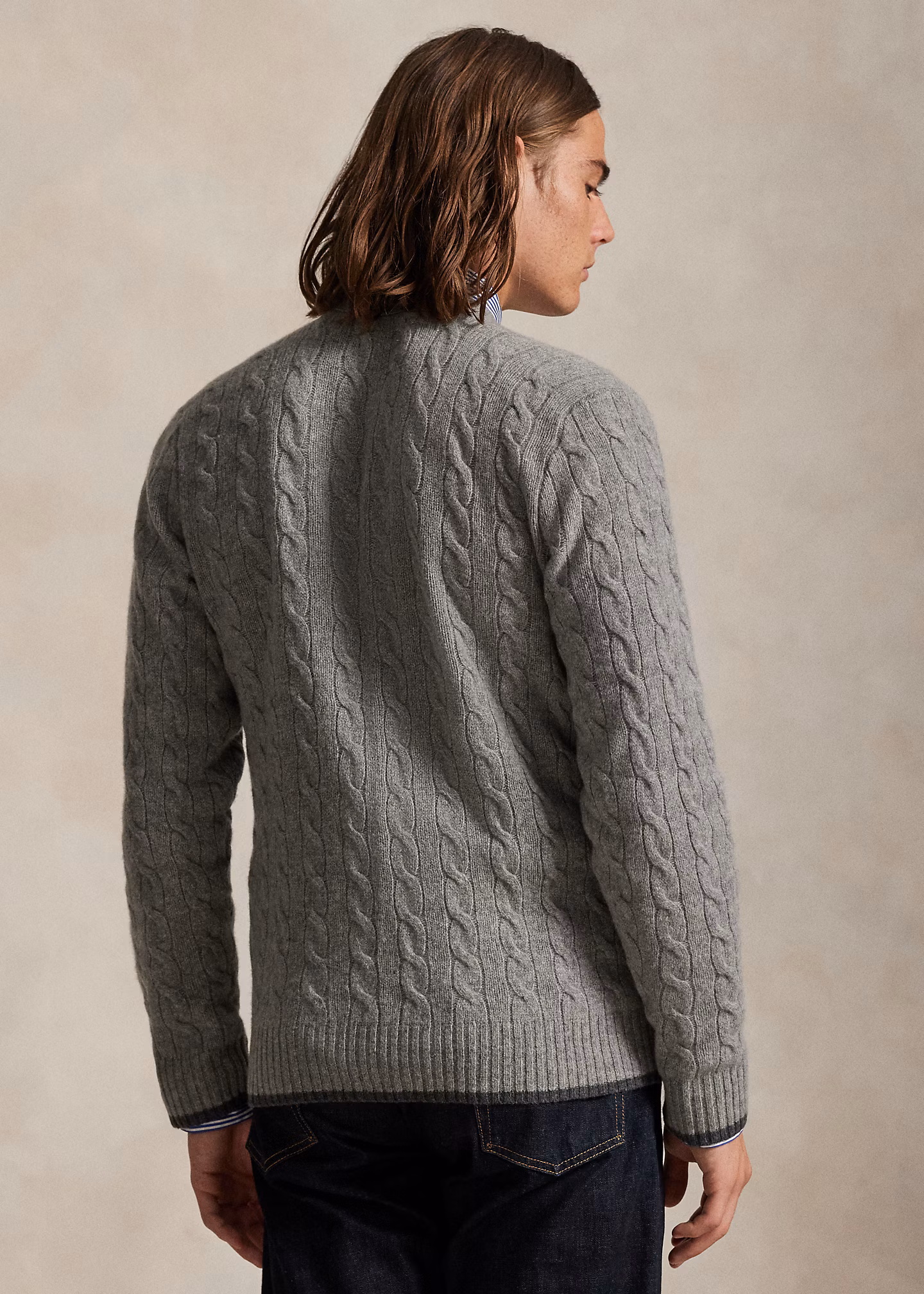 Woll-Kaschmir-Strickjacke mit Zopfmuster - RALPH LAUREN OUTLET