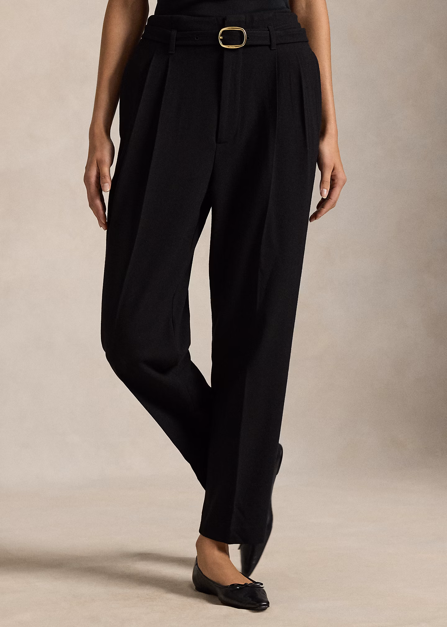 Belted Wool Pleated Tapered Pant - RALPH LAUREN OUTLET
