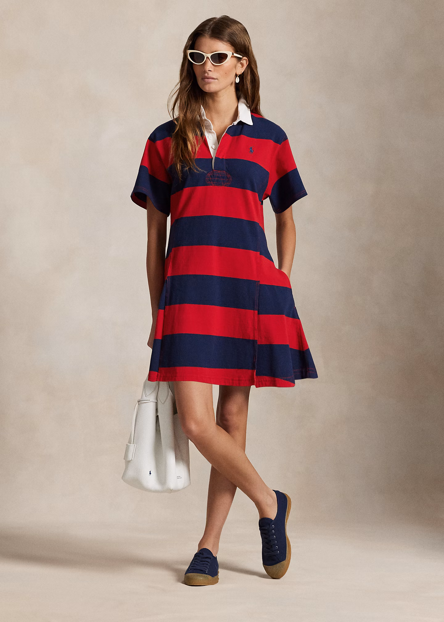 Gestreiftes Baumwolljersey-Rugbykleid - RALPH LAUREN OUTLET