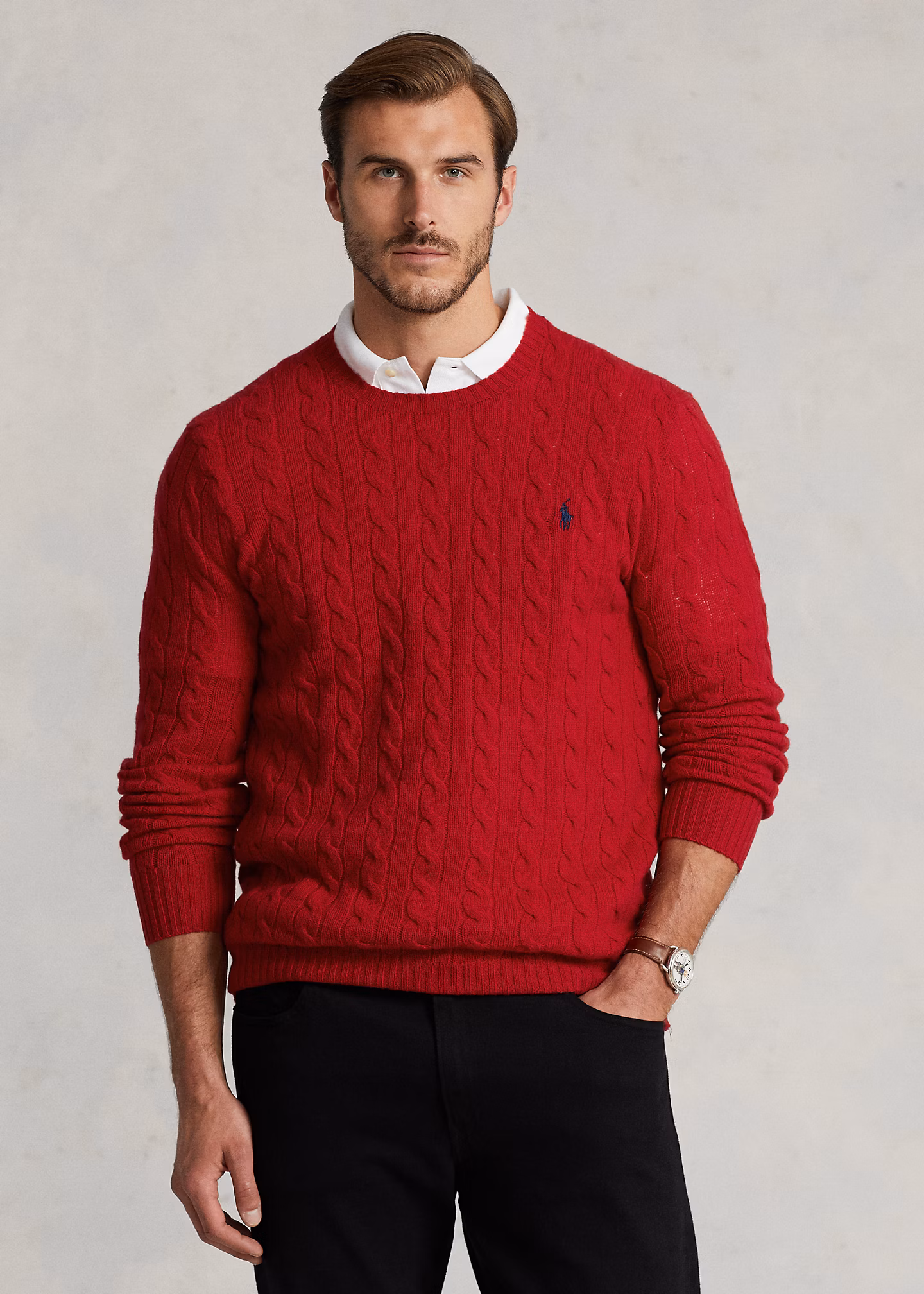 Woll-Kaschmir-Pullover mit Zopfmuster - RALPH LAUREN OUTLET