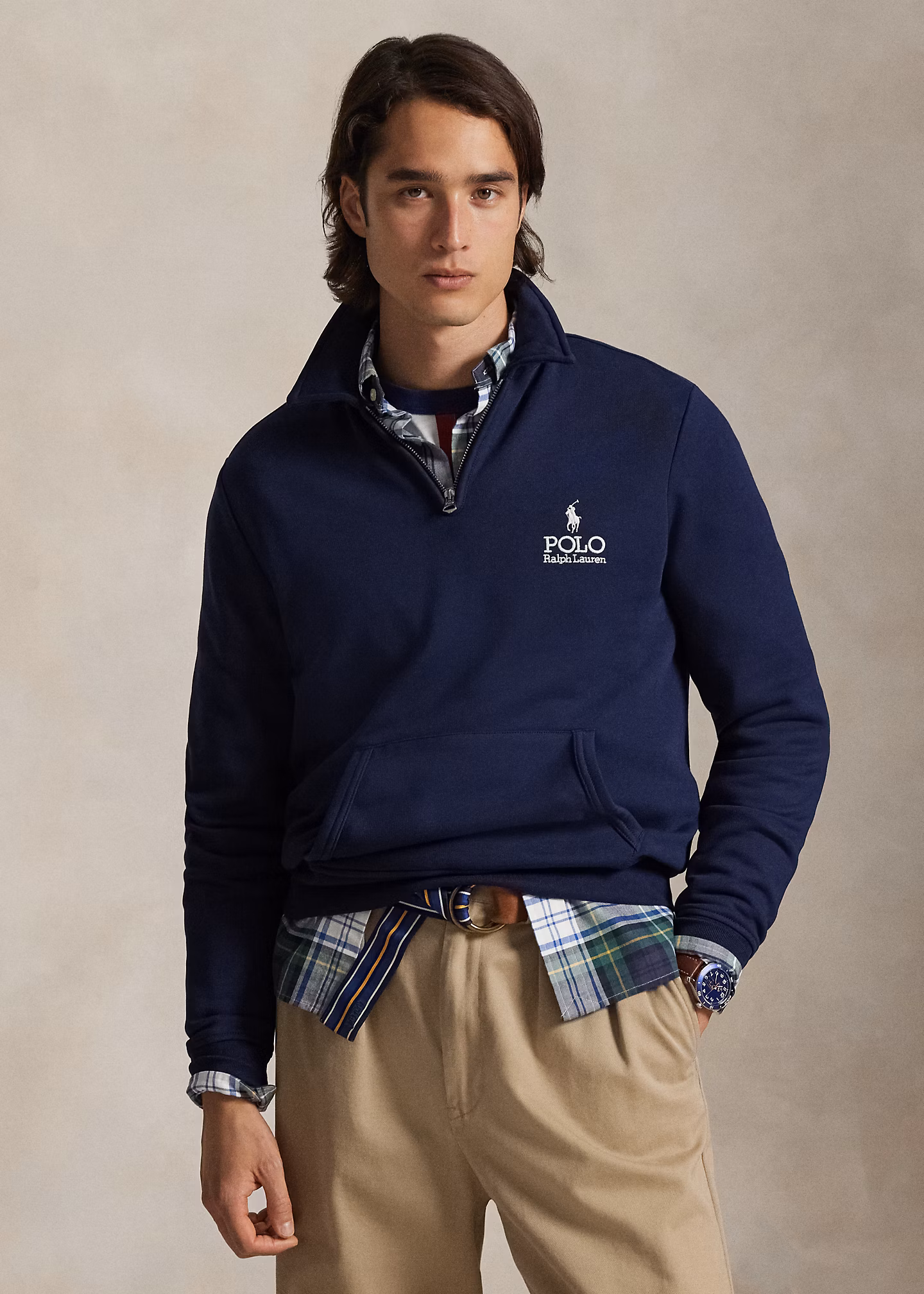 Fleece-Sweatshirt mit Kragen und Logo - RALPH LAUREN OUTLET