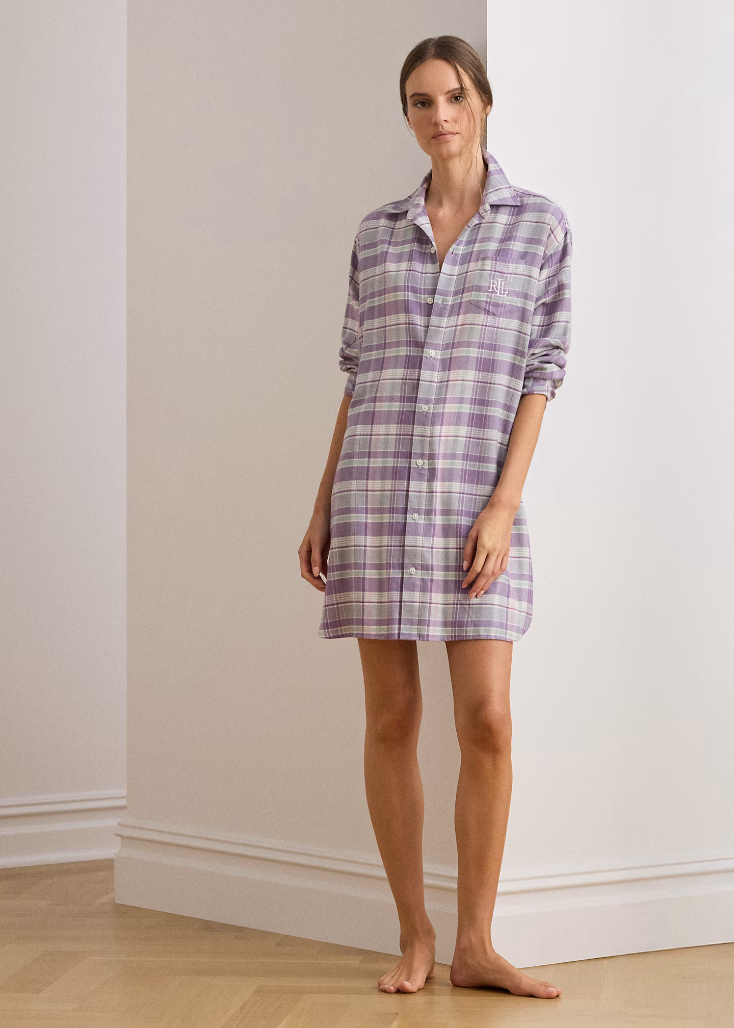 Plaid Cotton-Blend Twill Sleep Shirt - RALPH LAUREN OUTLET