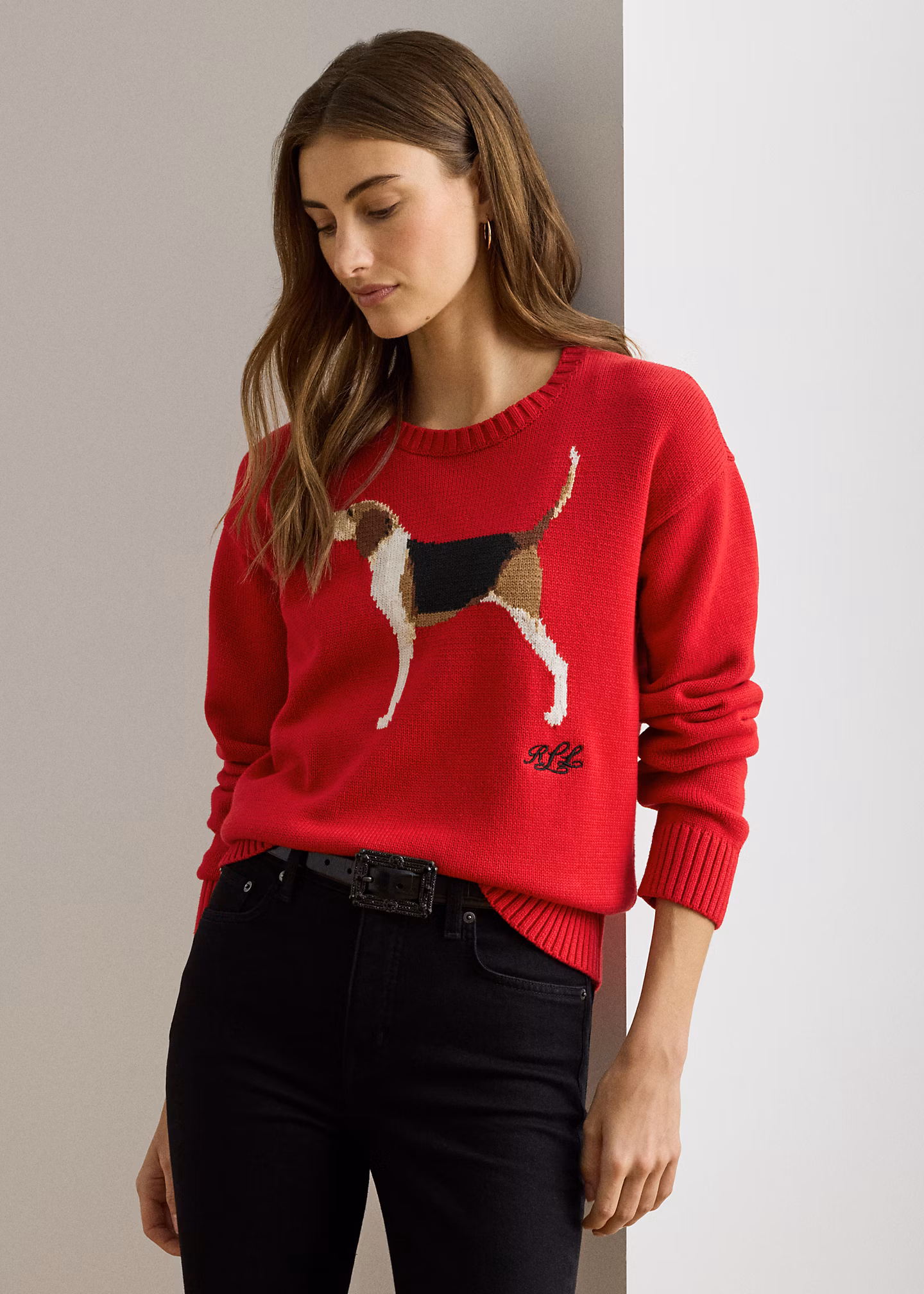 Baumwollpullover mit Foxhound-Intarsie - RALPH LAUREN OUTLET