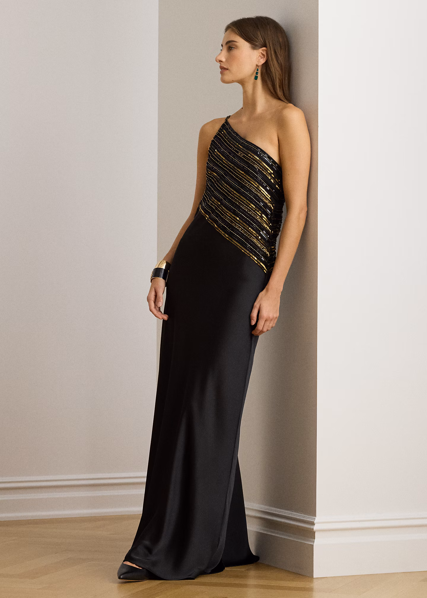 Einschultriges Kleid mit Perlen - RALPH LAUREN OUTLET