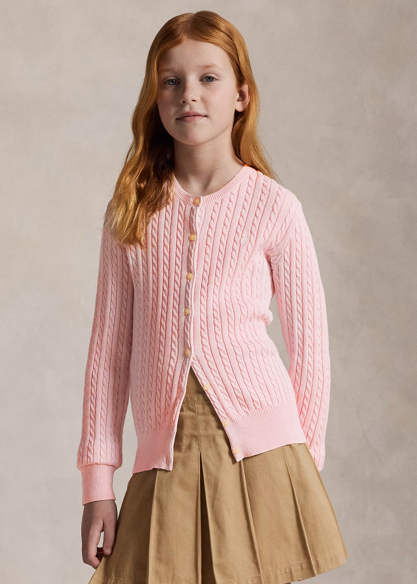 Baumwollstrickjacke mit Mini-Zopfmuster - RALPH LAUREN OUTLET