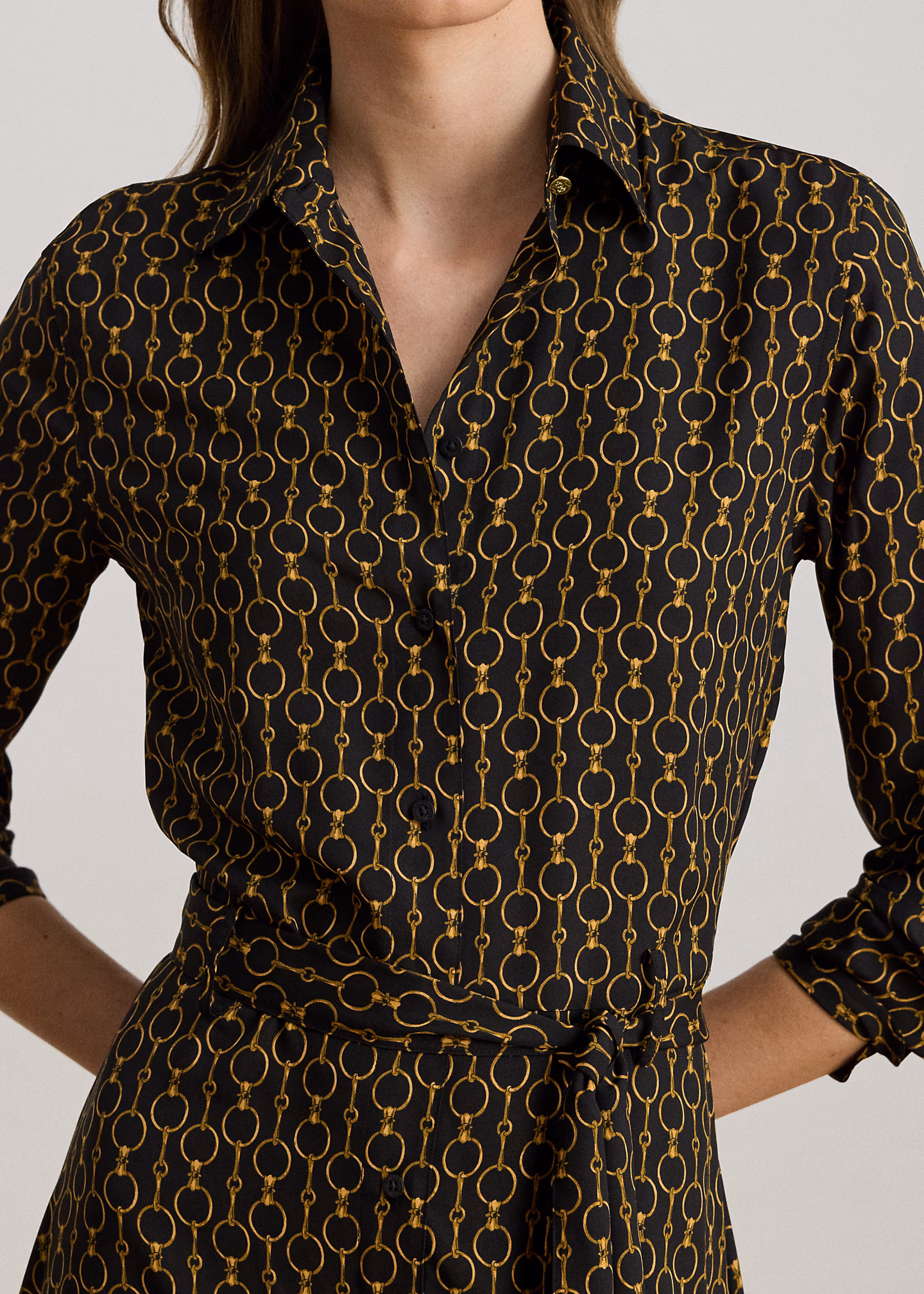 Crêpe-Hemdkleid mit Kettenmuster - RALPH LAUREN OUTLET