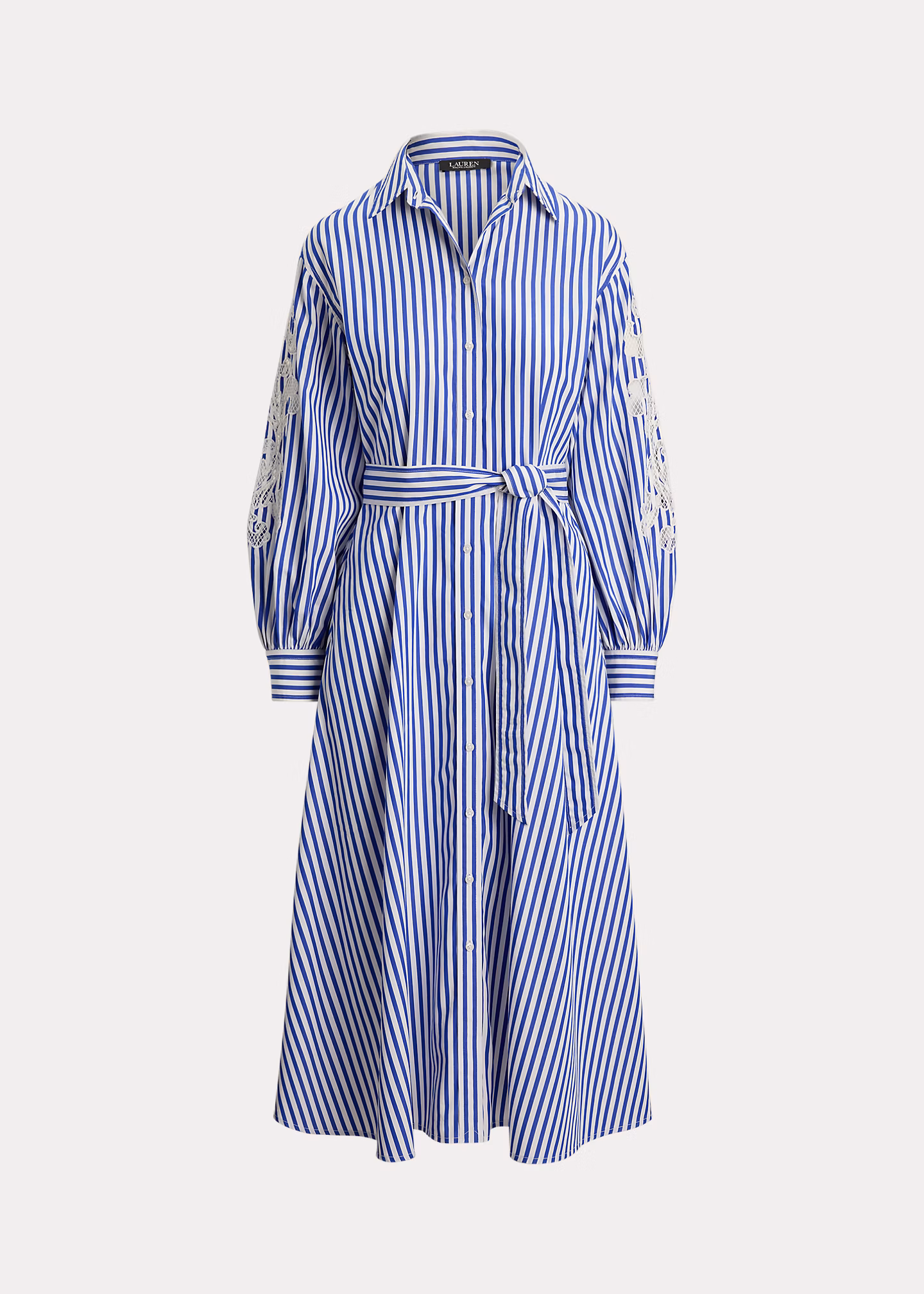 Gestreiftes Hemdkleid mit Lochstickerei - RALPH LAUREN OUTLET