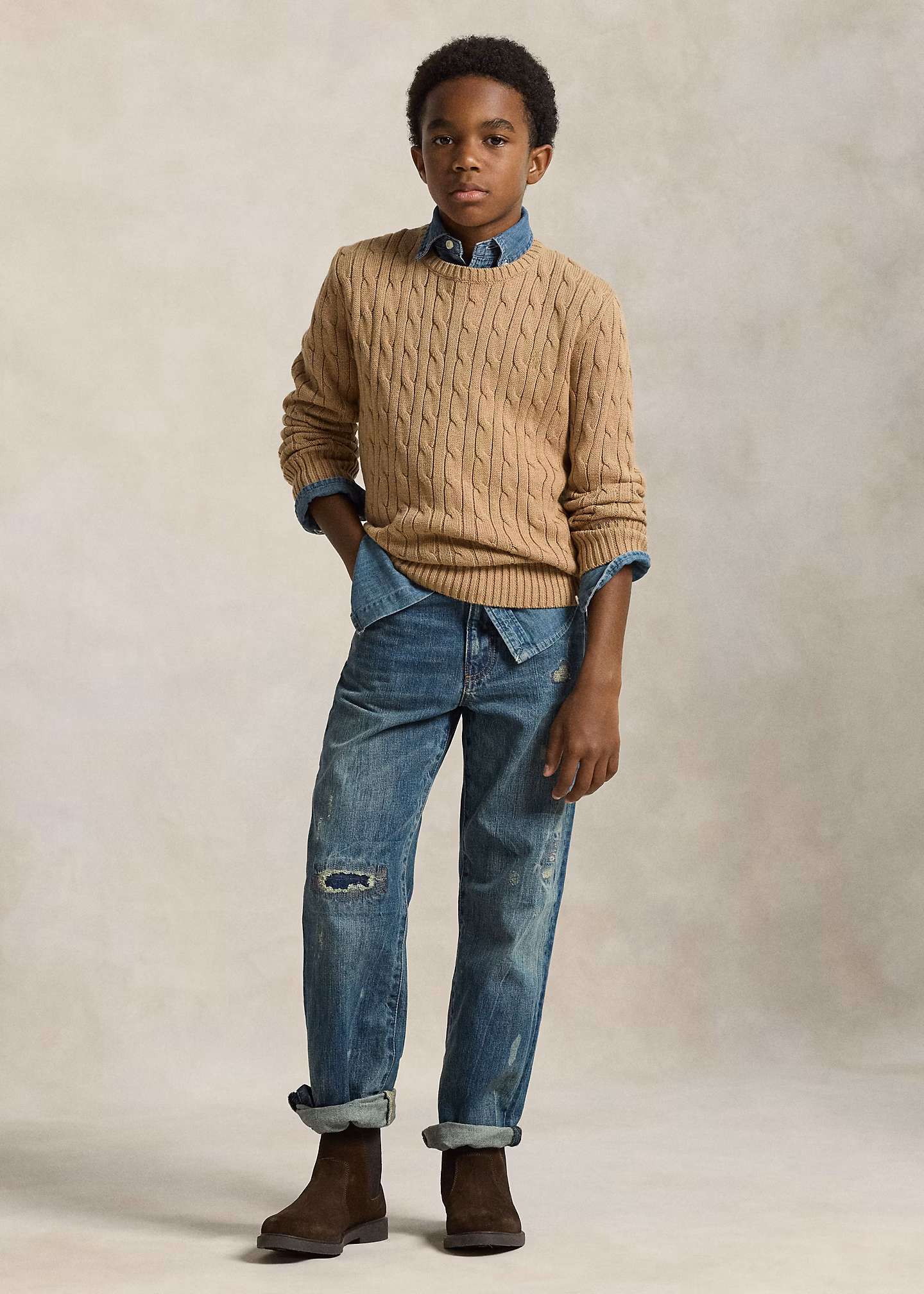 Baumwollpullover mit Zopfmuster - RALPH LAUREN OUTLET