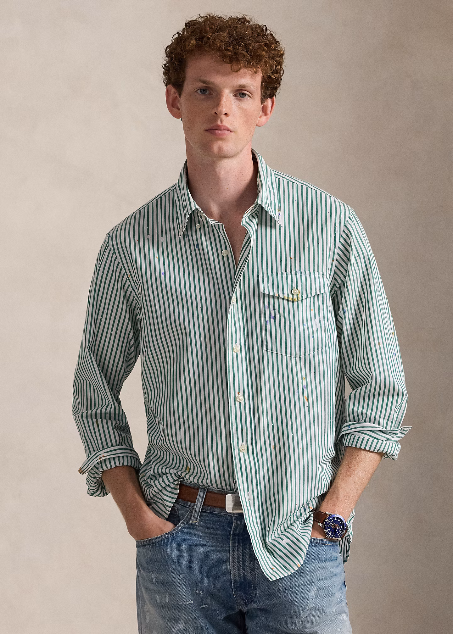 Gestreiftes Hemd mit Farbspritzern - RALPH LAUREN OUTLET