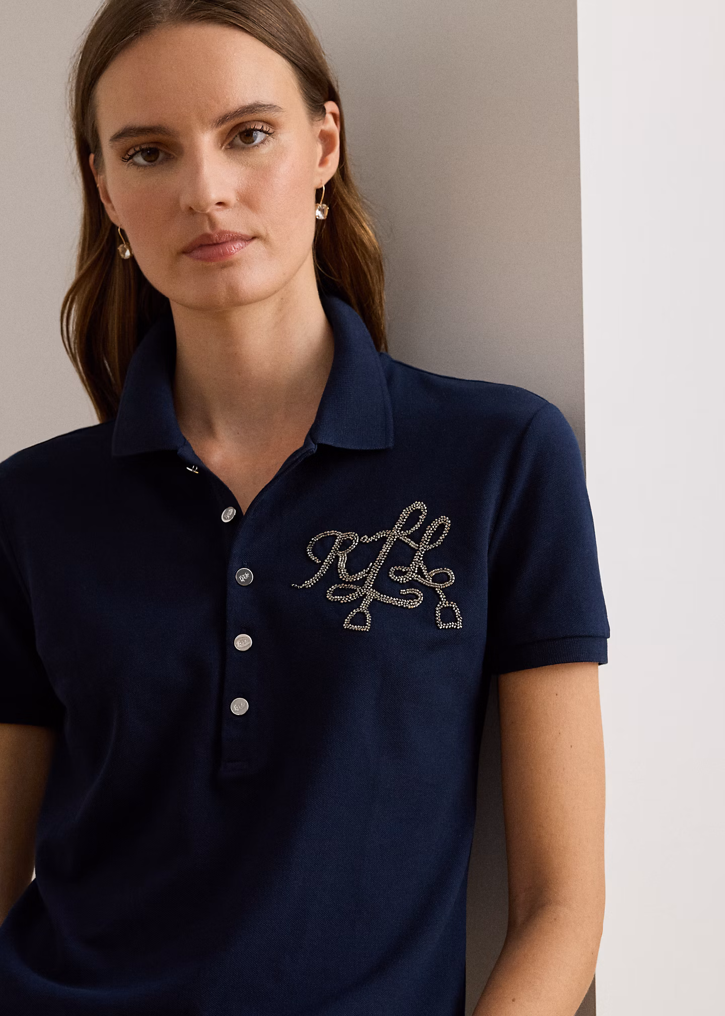 Baumwollpiqué-Poloshirt mit Perlenlogo - RALPH LAUREN OUTLET