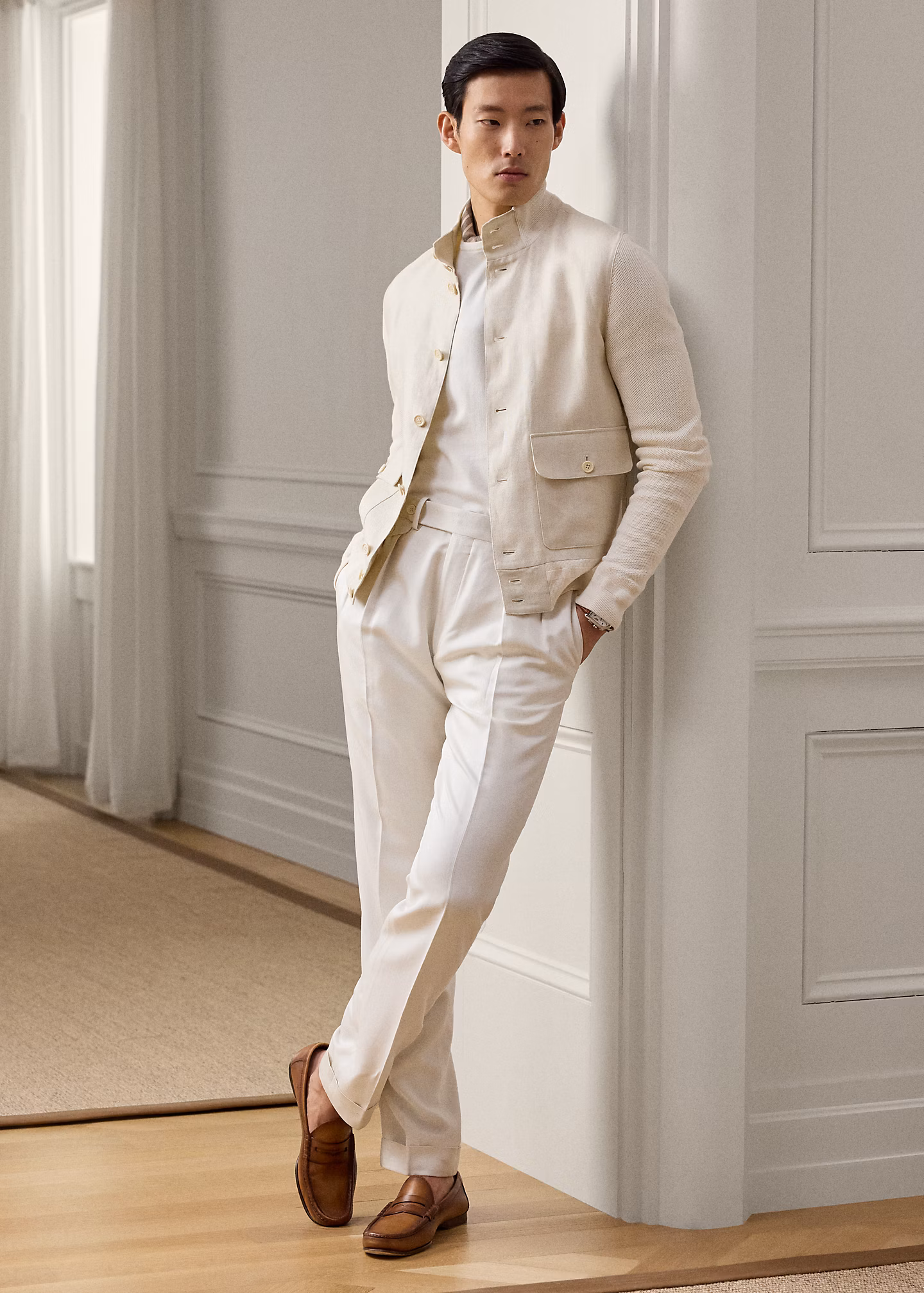 Strickjacke mit Leinenbahnen - RALPH LAUREN OUTLET