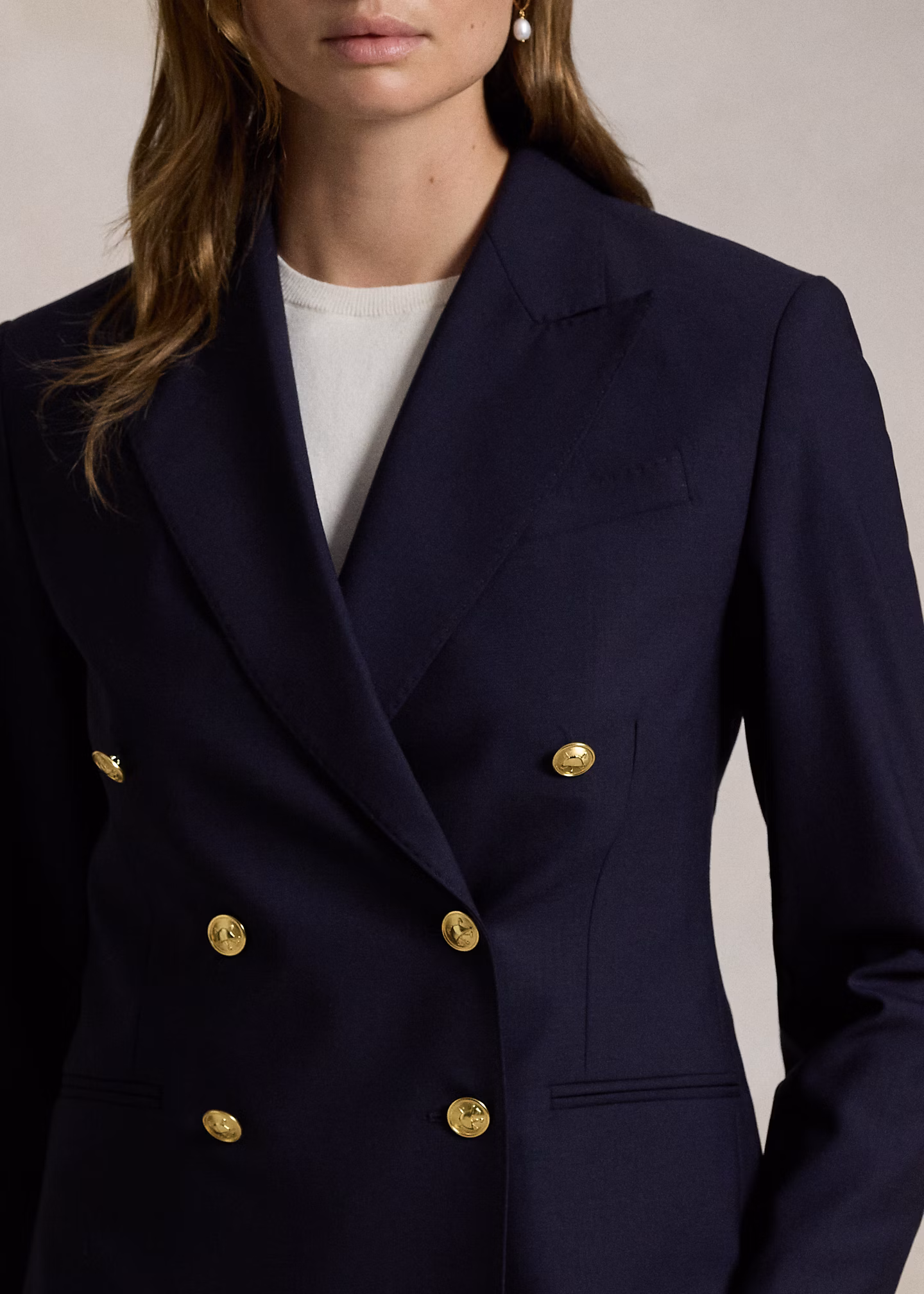 Zweireihiger kurzer Stretchwollblazer - RALPH LAUREN OUTLET