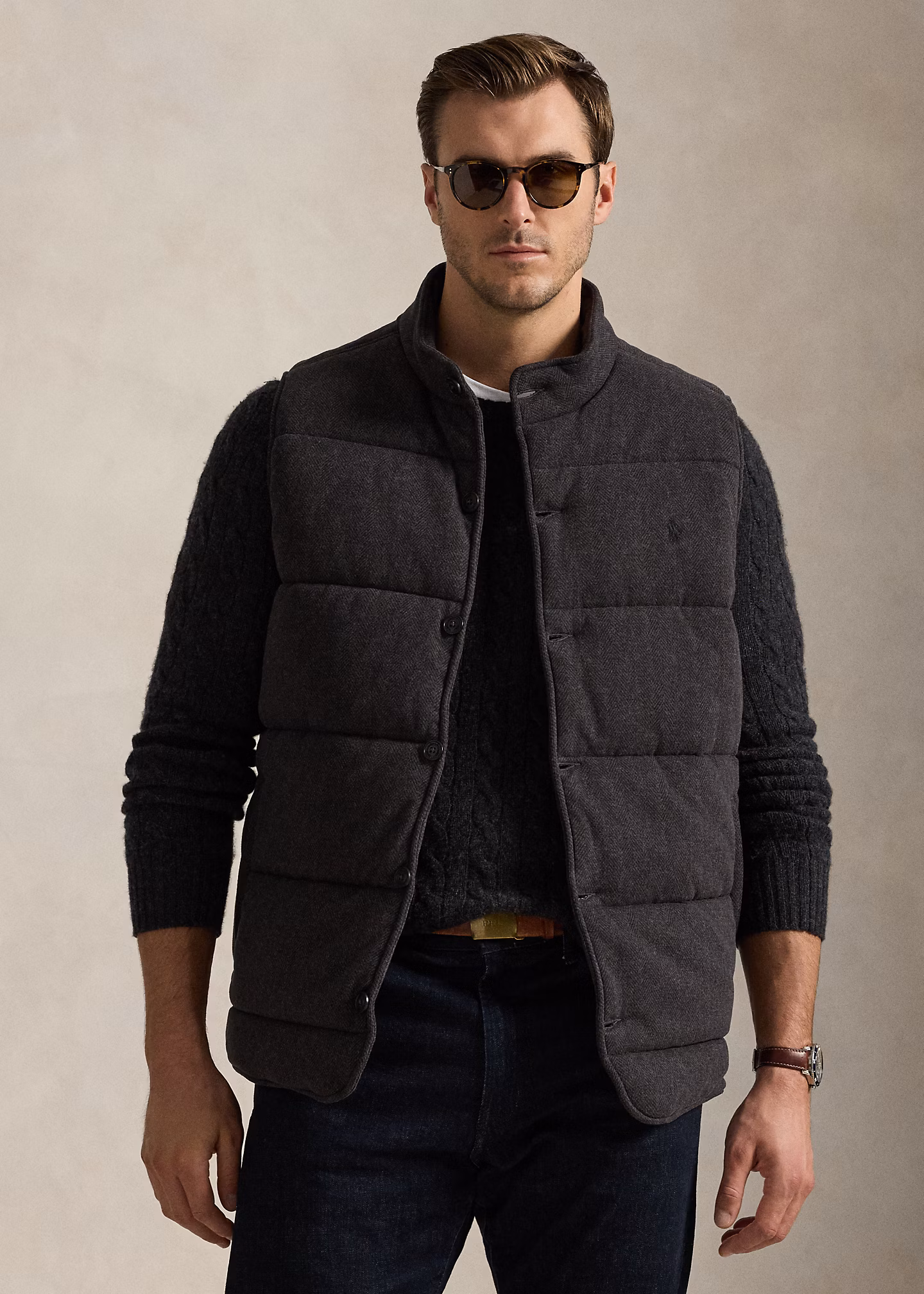 Gerippte Weste mit Fischgratmuster - RALPH LAUREN OUTLET