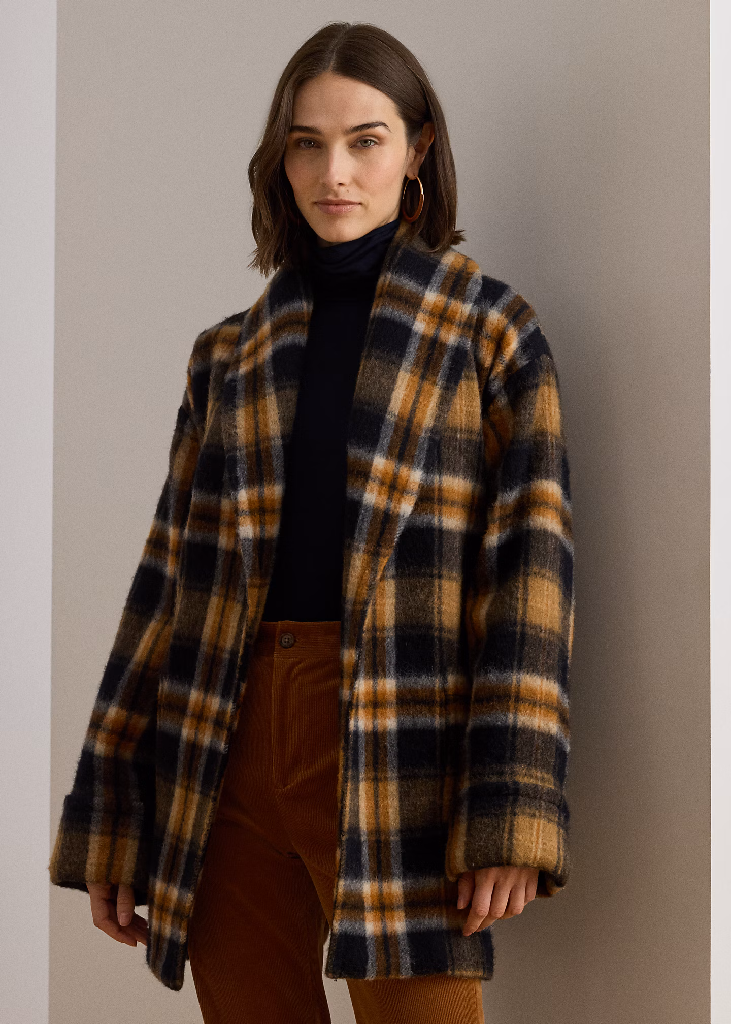 Karierter Mantel mit Bindegürtel - RALPH LAUREN OUTLET