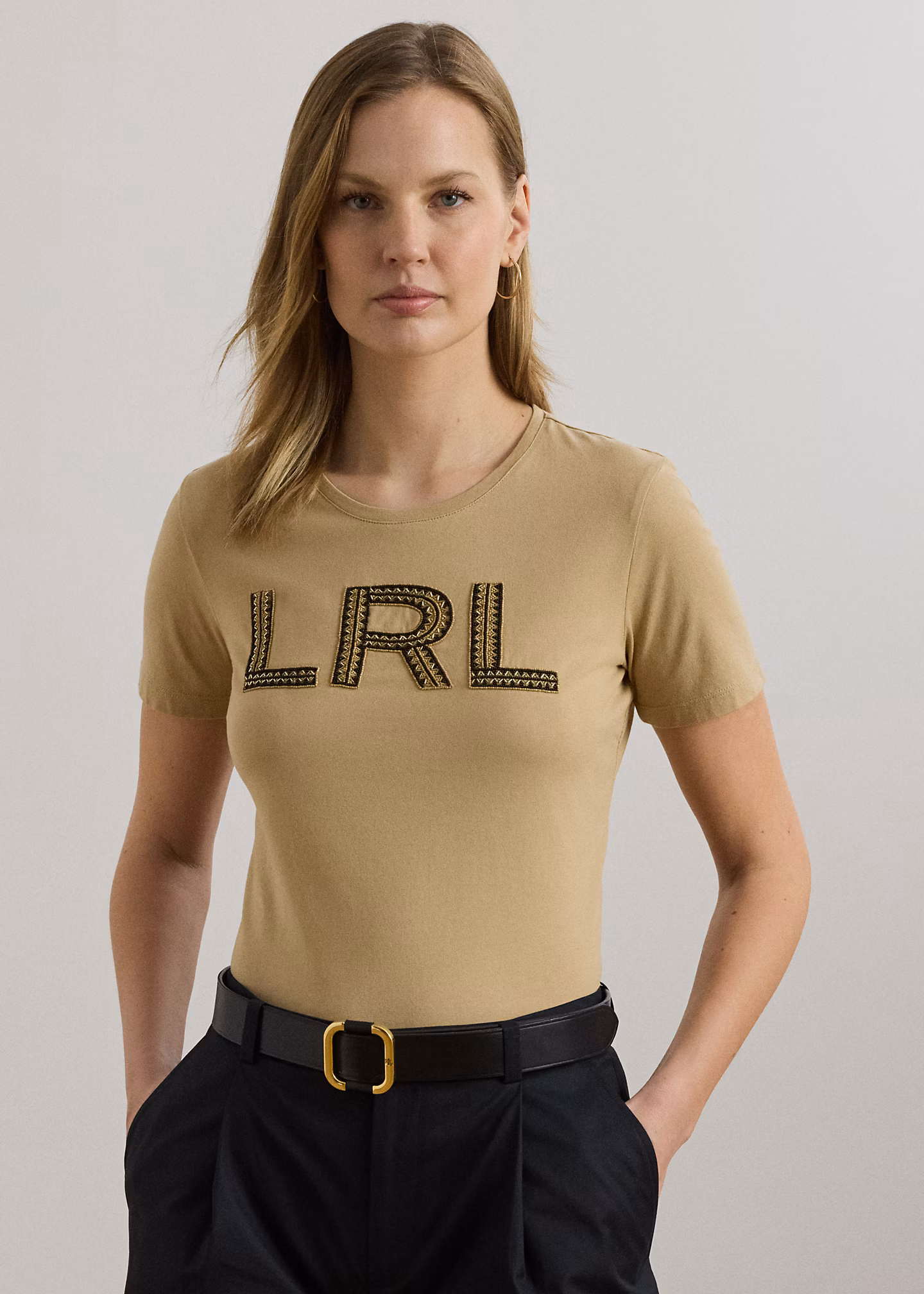 Baumwolljersey-T-Shirt mit Perlenlogo - RALPH LAUREN OUTLET