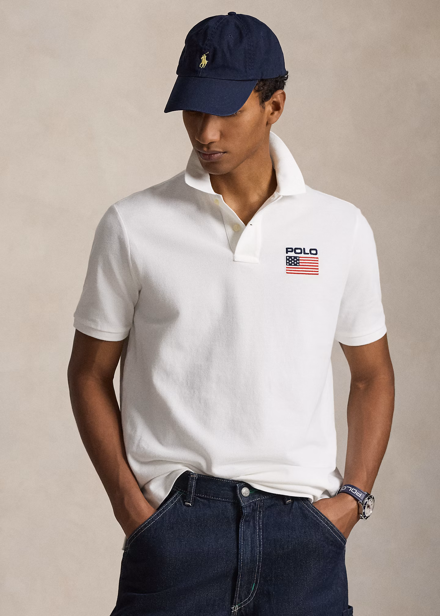 Classic-Fit Mesh-Poloshirt mit Flagge - RALPH LAUREN OUTLET