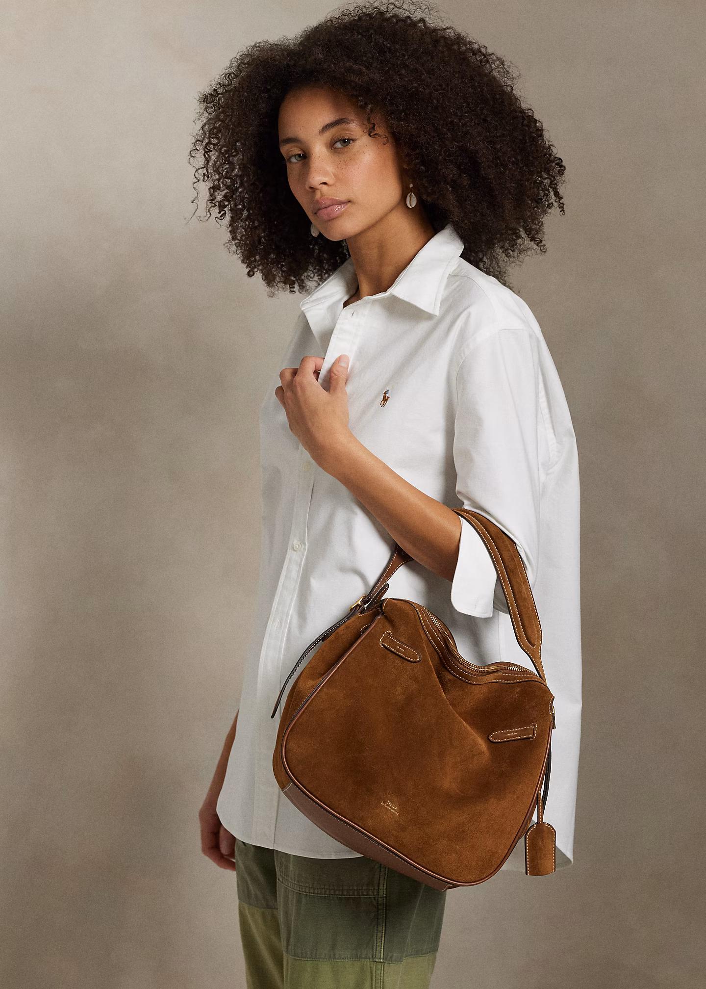 Umhängetasche Polo ID aus Wildleder - RALPH LAUREN OUTLET