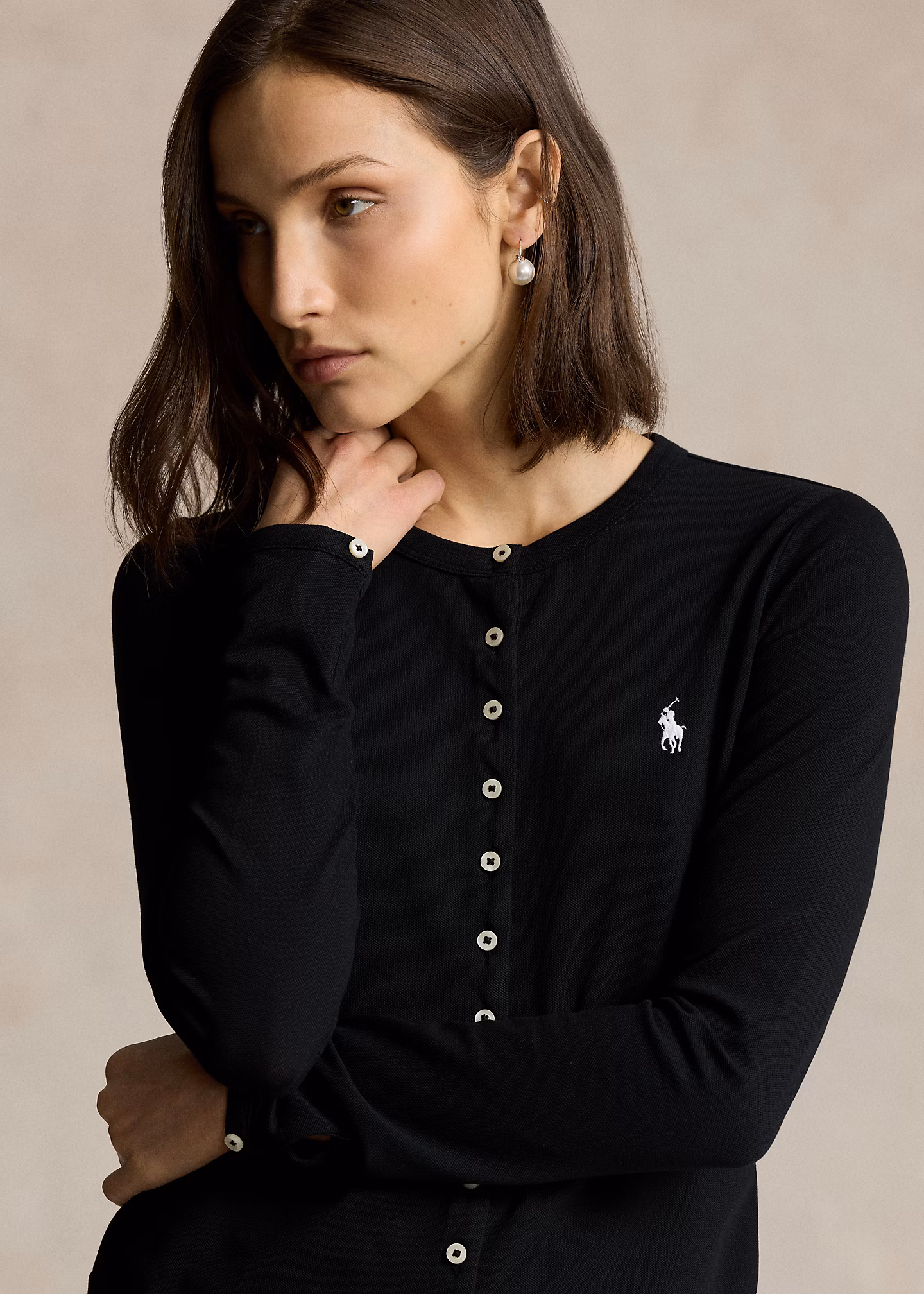 Strickjacke aus Stretch-Baumwollpiqué - RALPH LAUREN OUTLET