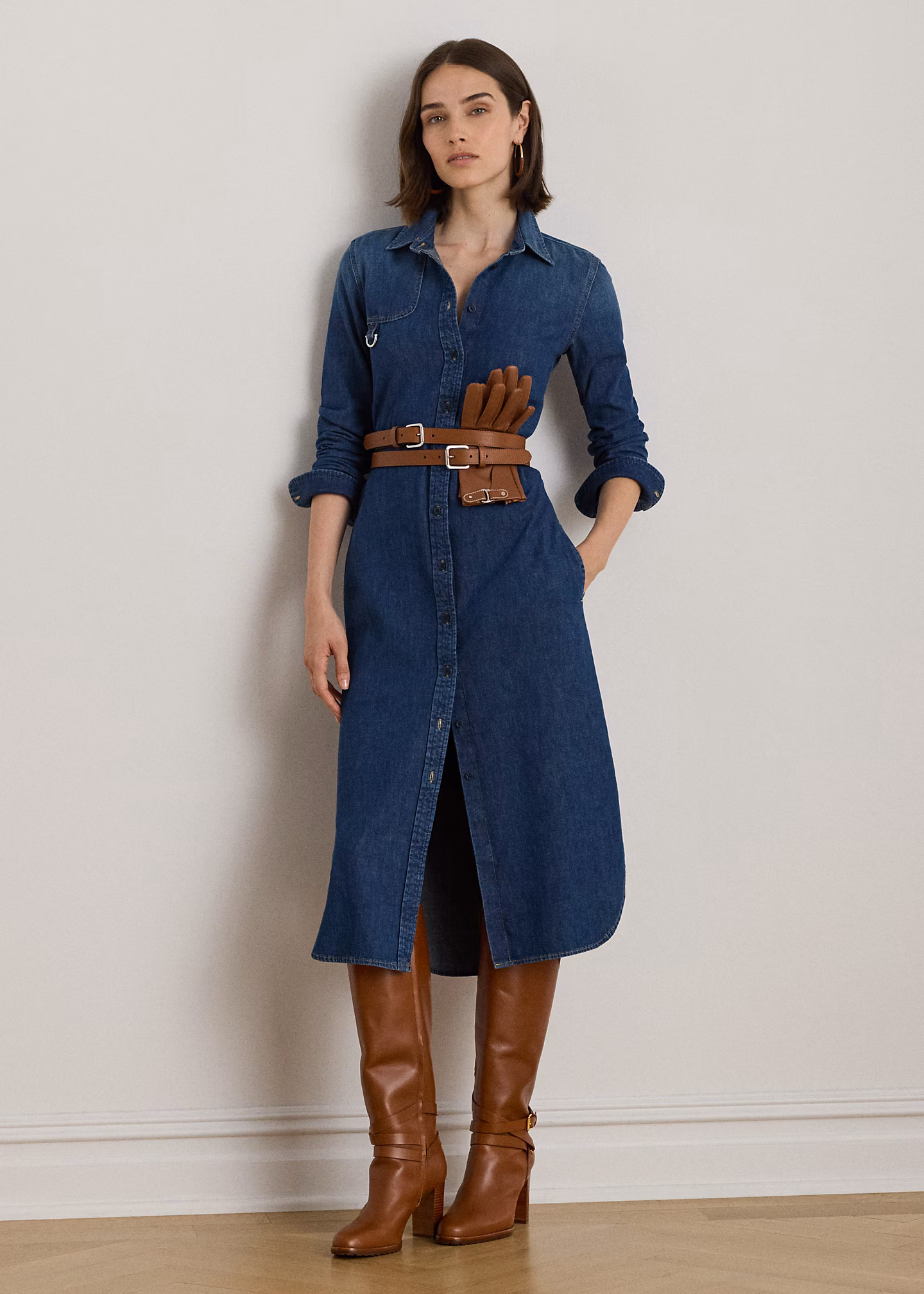 Denim-Hemdkleid mit Gürtel und Anhänger - RALPH LAUREN OUTLET
