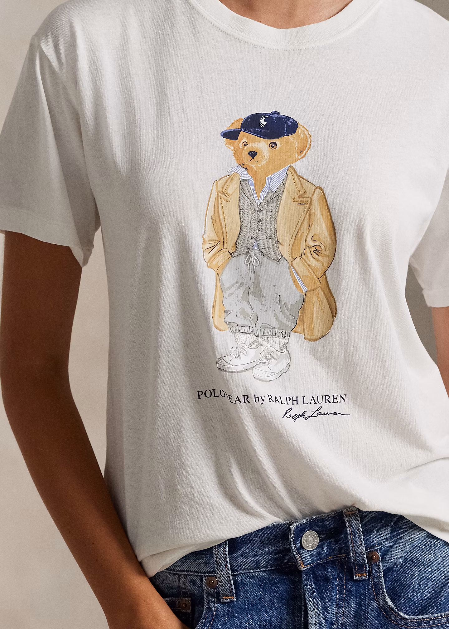 Baumwolljersey-T-Shirt mit Polo Bear - RALPH LAUREN OUTLET