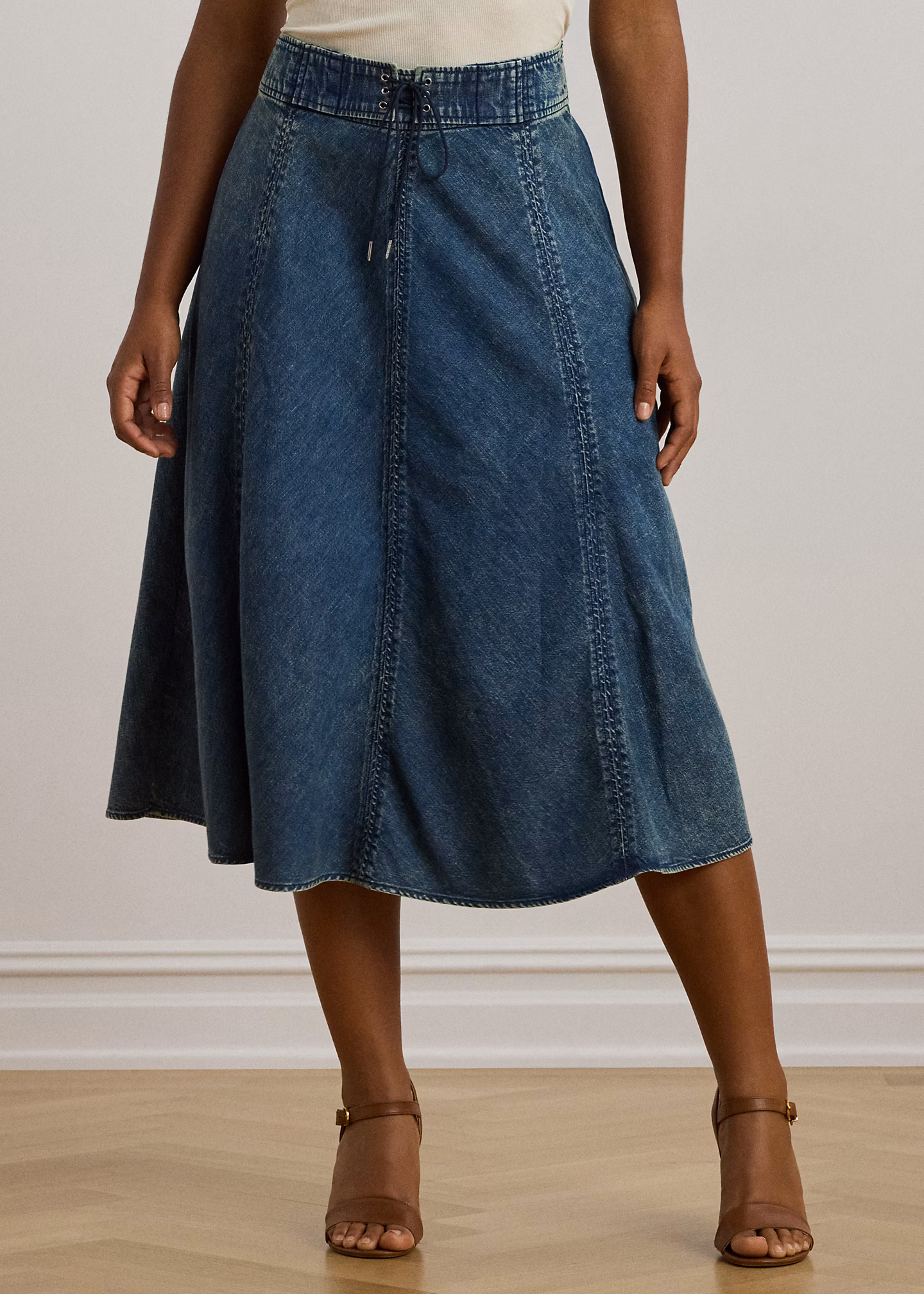 Denim-Midirock mit Tunnelzug - RALPH LAUREN OUTLET